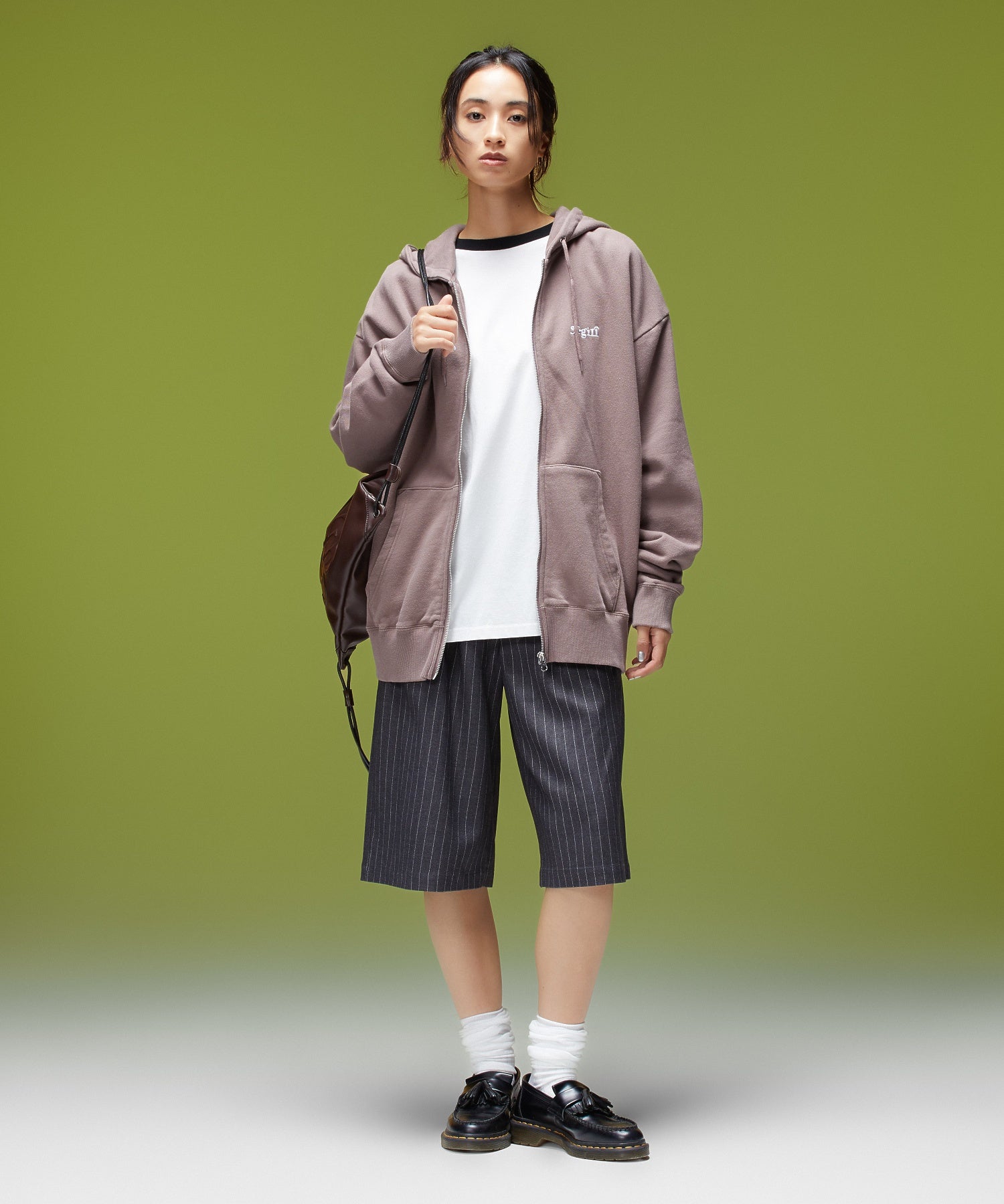 BRUSHED COLLAGE GRAPHIC FACE PATCH ZIP UP SWEAT HOODIE