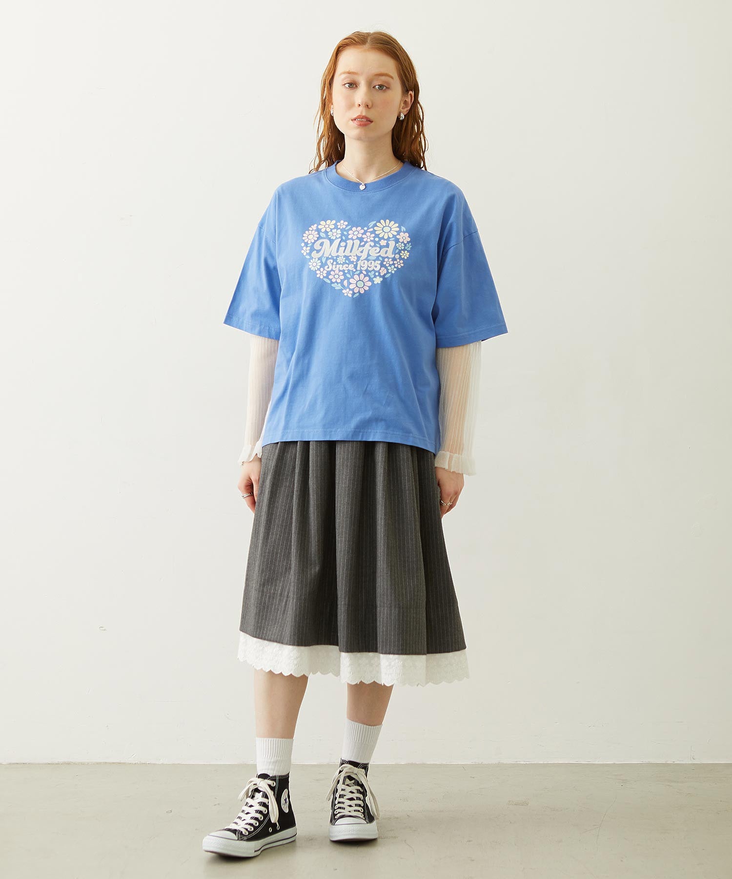 HEART FLOWER EMBROIDERY S/S TEE
