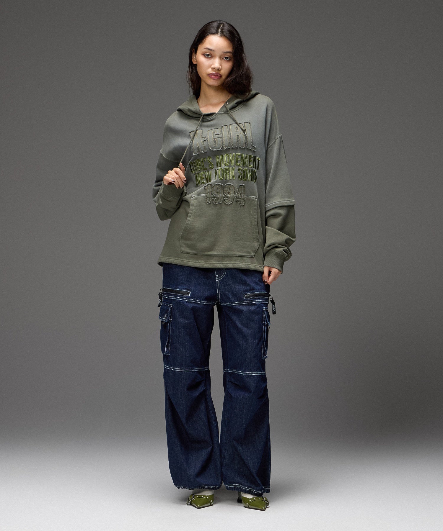 FADED LAYERED SWEAT HOODIE