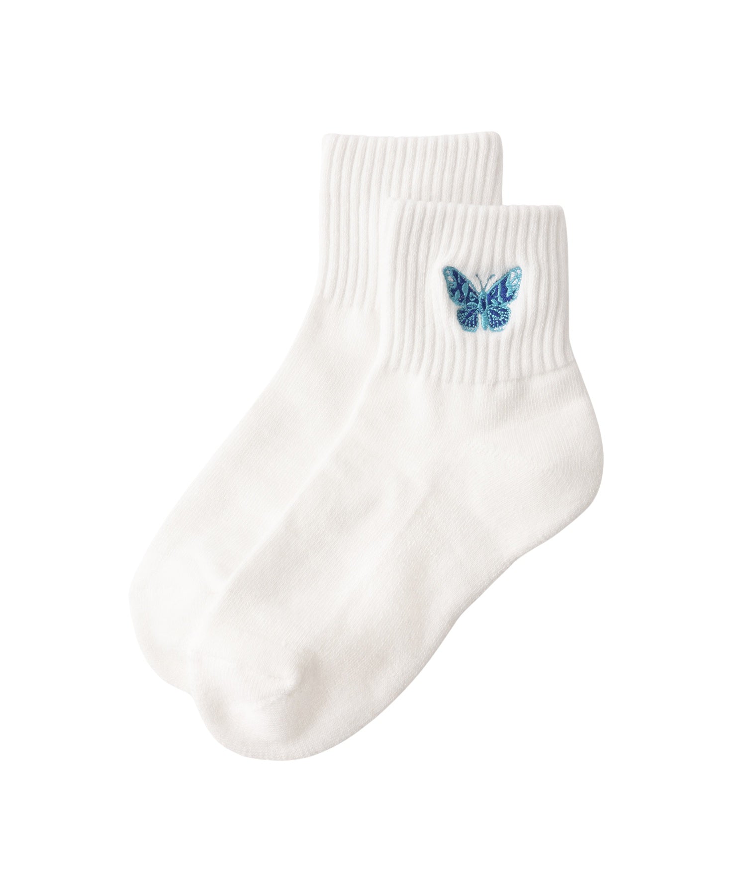 EMBROIDERED BUTTERFLY SHORT RIB SOCKS