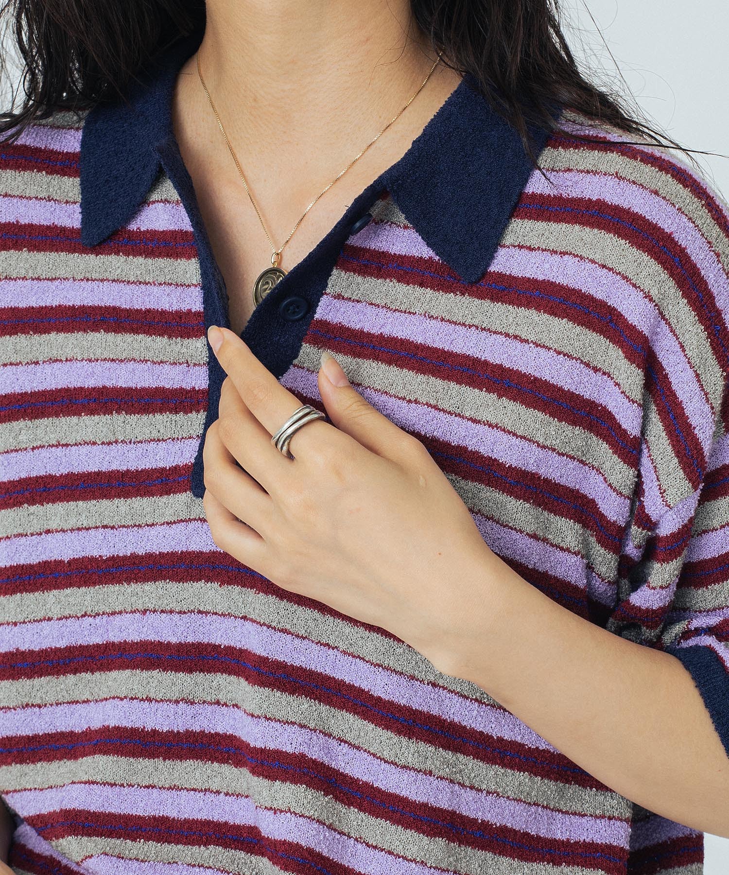 CREOLME/MULTI STRIPE POLO TOP