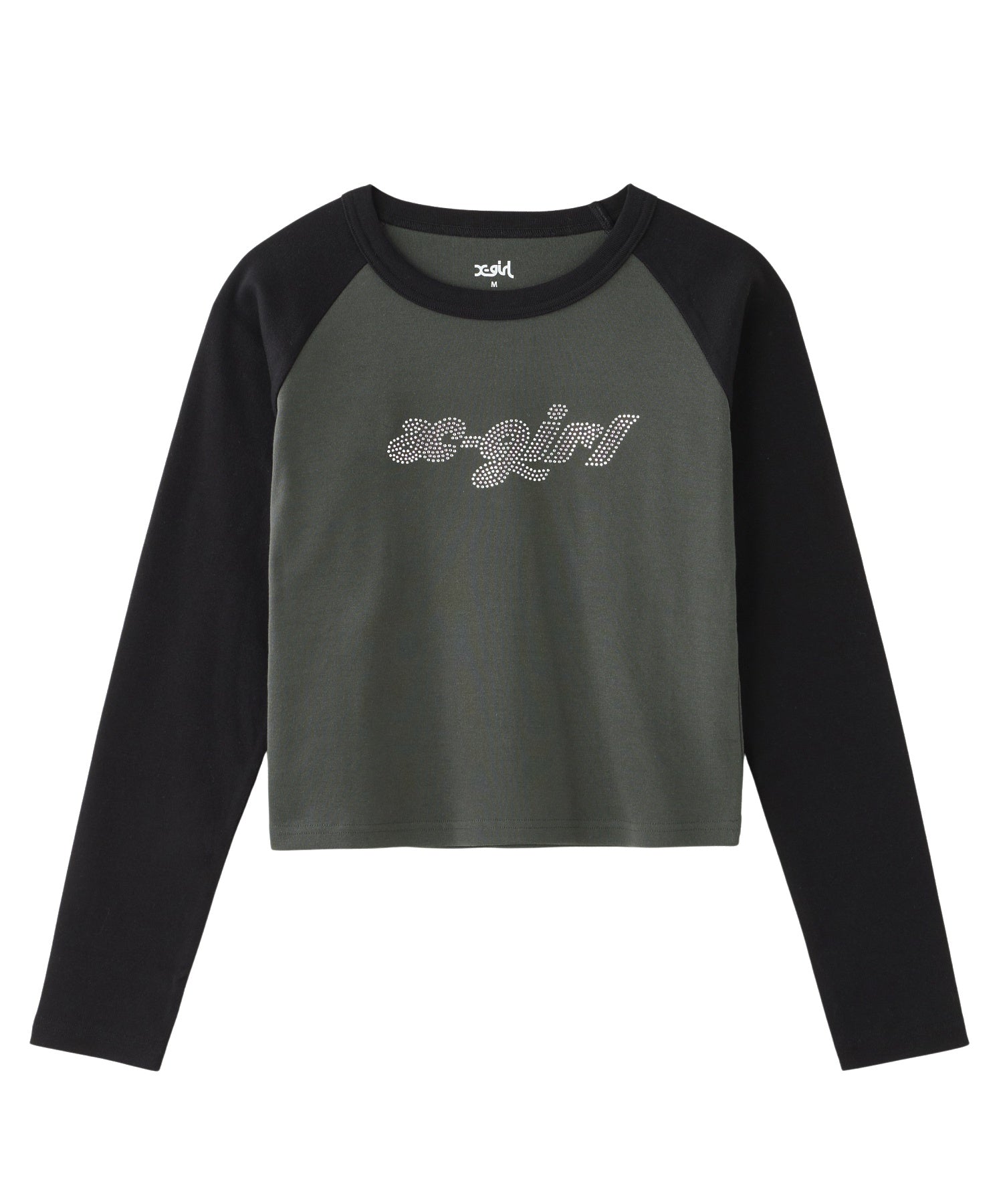 BI COLOR RHINESTONE LOGO RAGLAN L/S BABY TEE