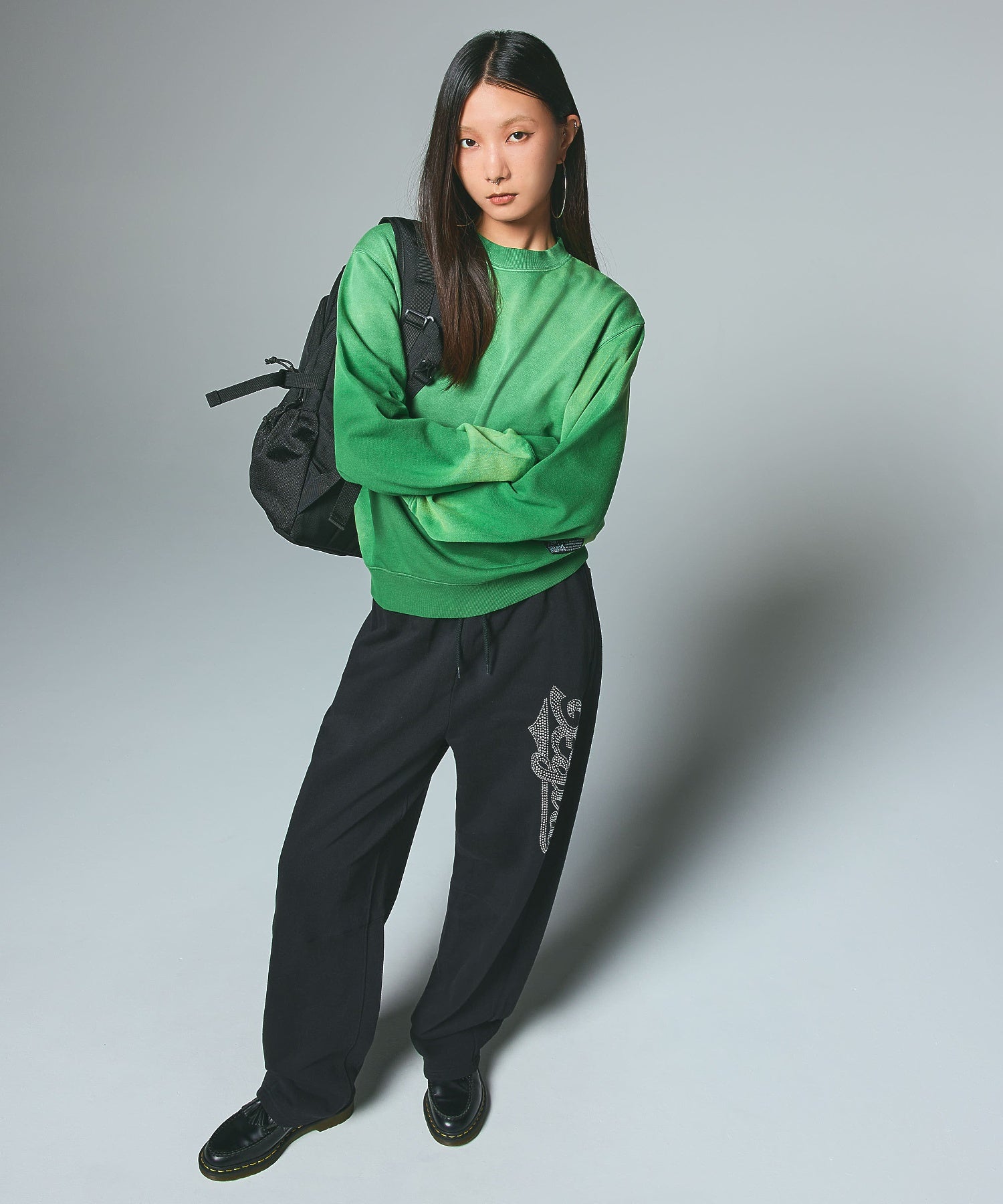RHINESTONE CURSIVE LOGO SWEAT PANTS