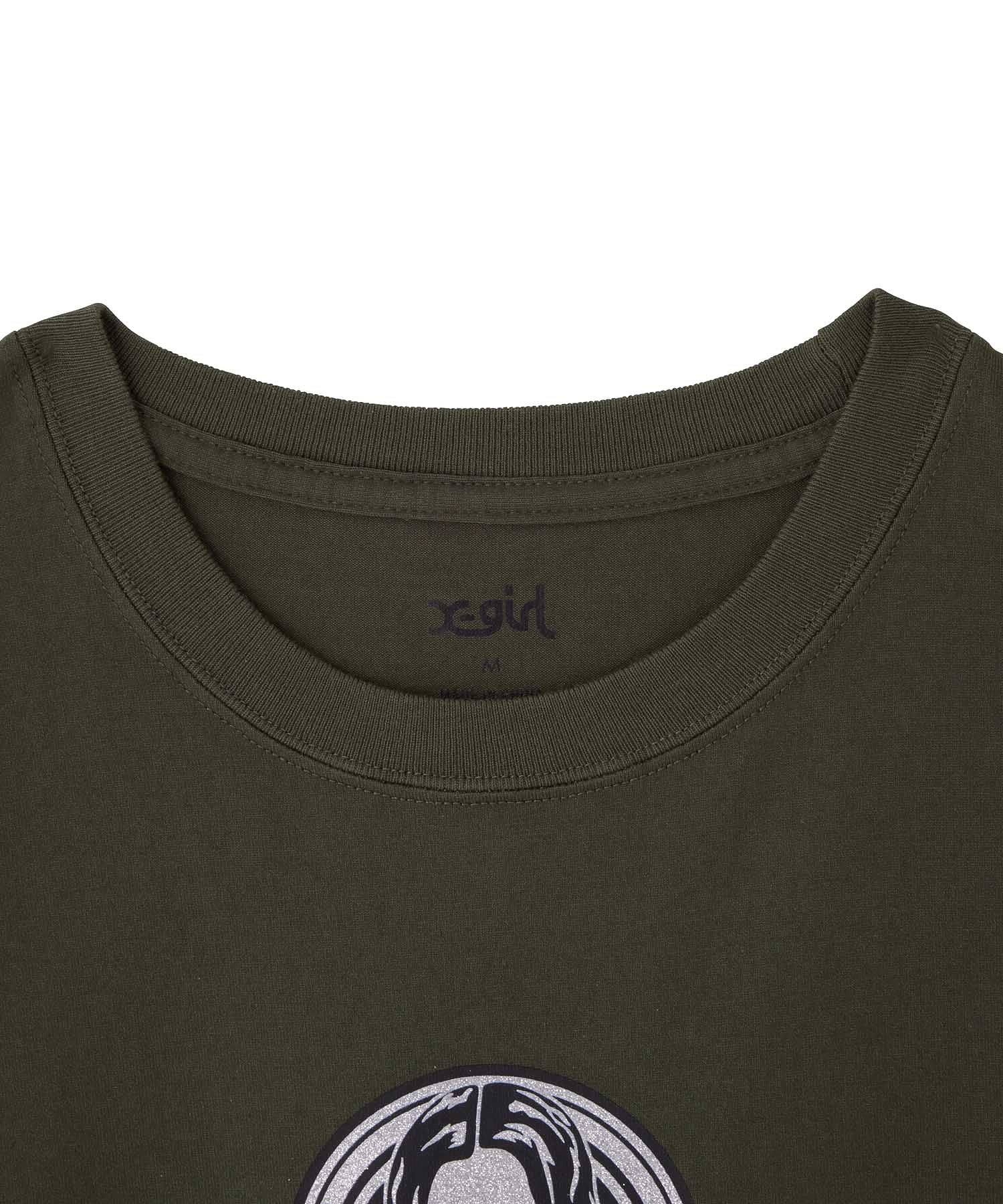 GLITTER CIRCLE BACKGROUND FACE LOGO S/S BABY TEE X-girl