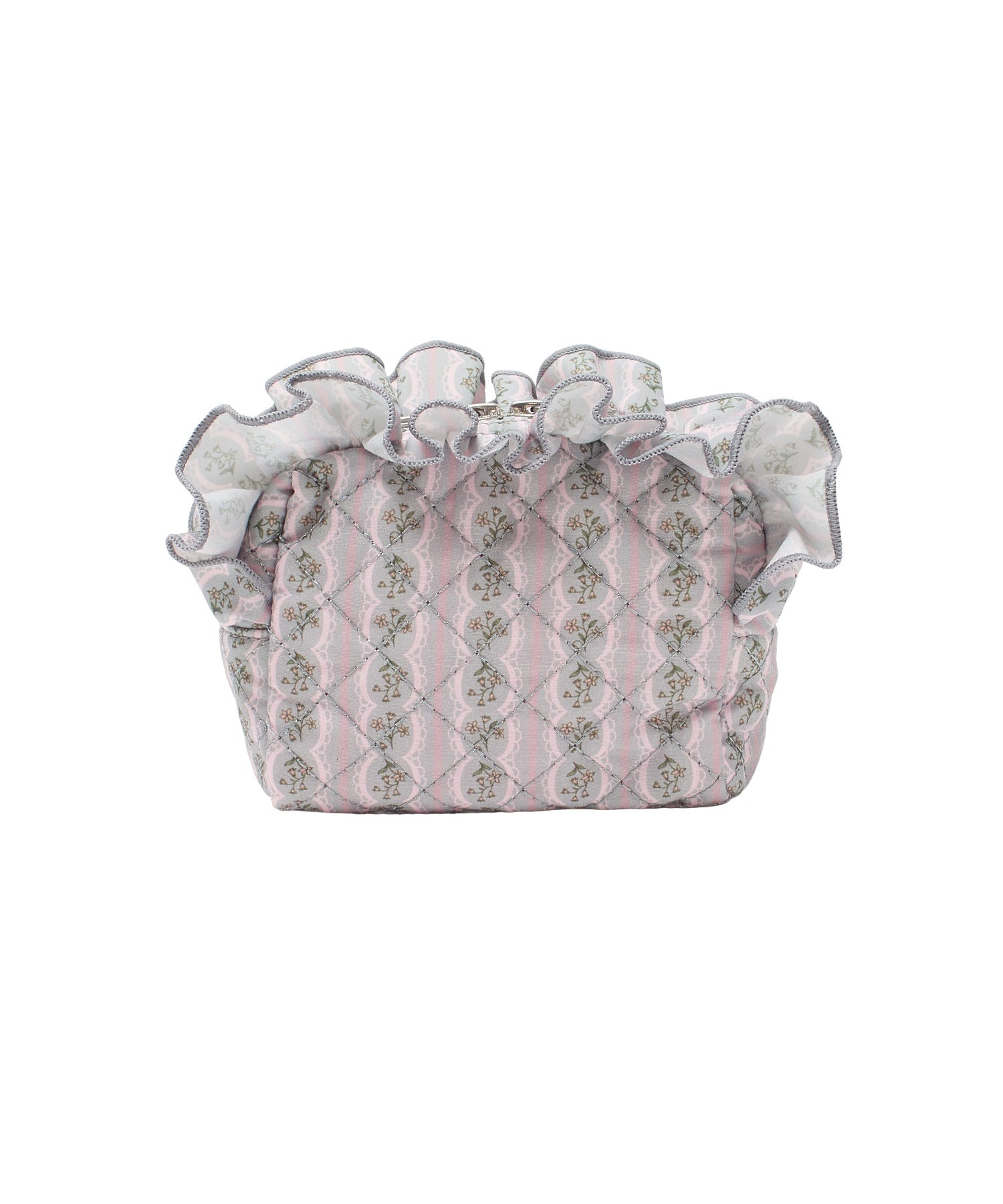 STRIPED FLOWER QUILTED POUCH