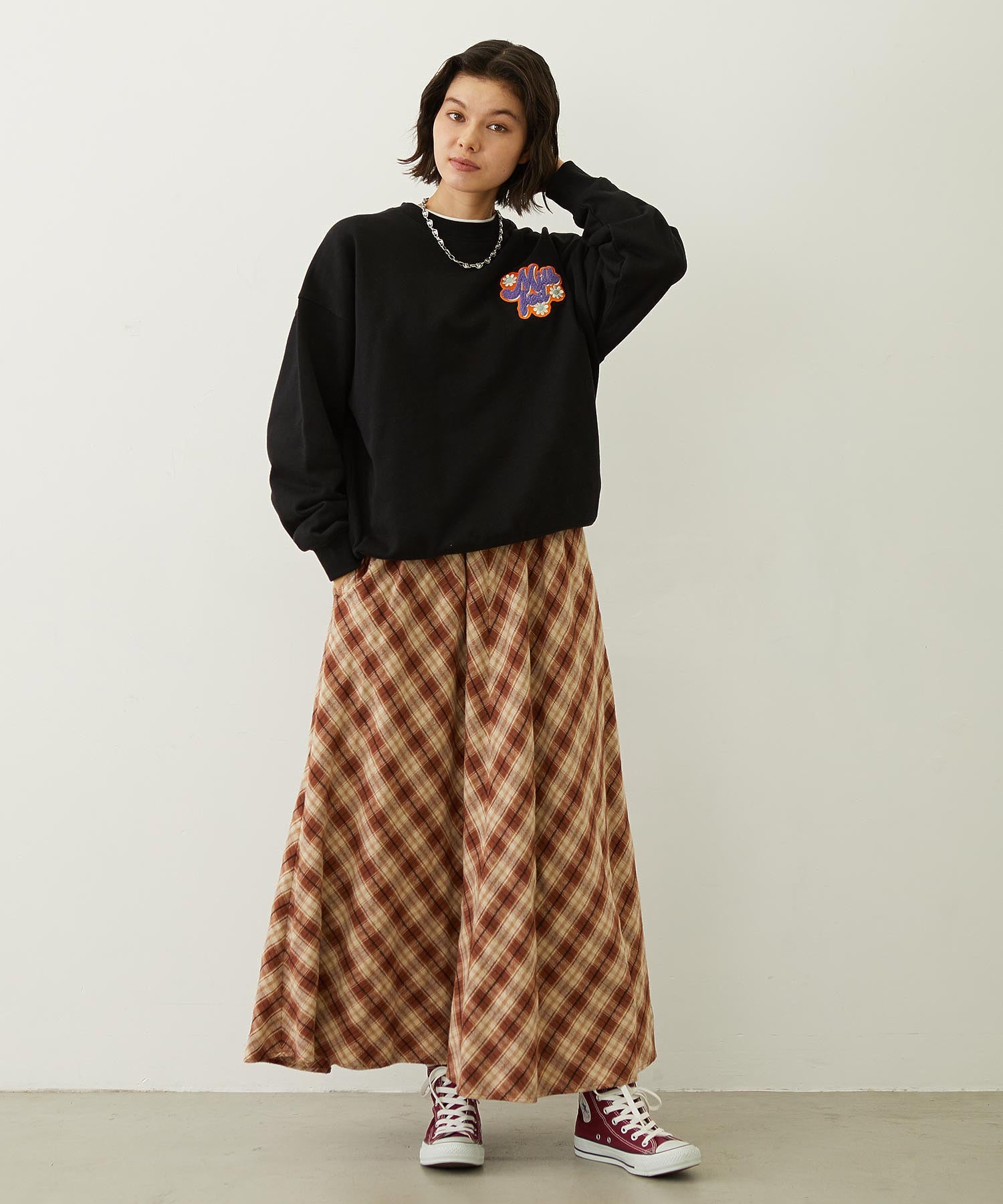 FLARE PLAID SKIRT