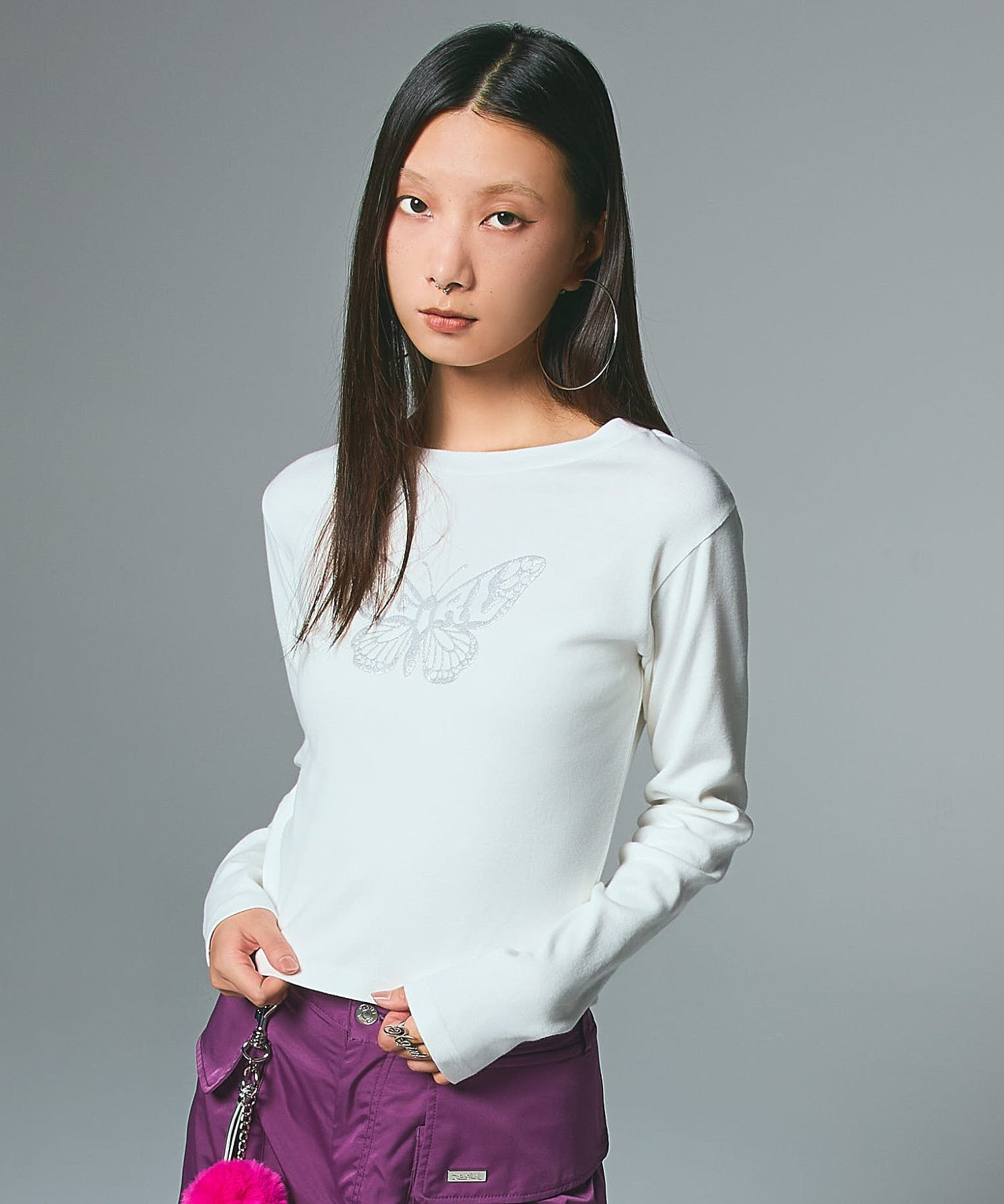 BUTTERFLY FOAM PRINT L/S BABY TEE