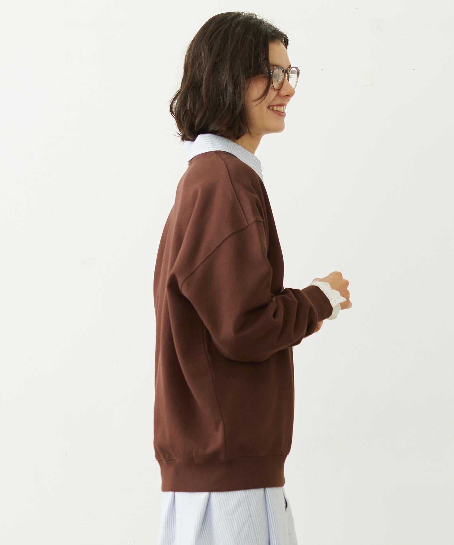 STENCIL LOGO WIDE CREW SWEAT TOP