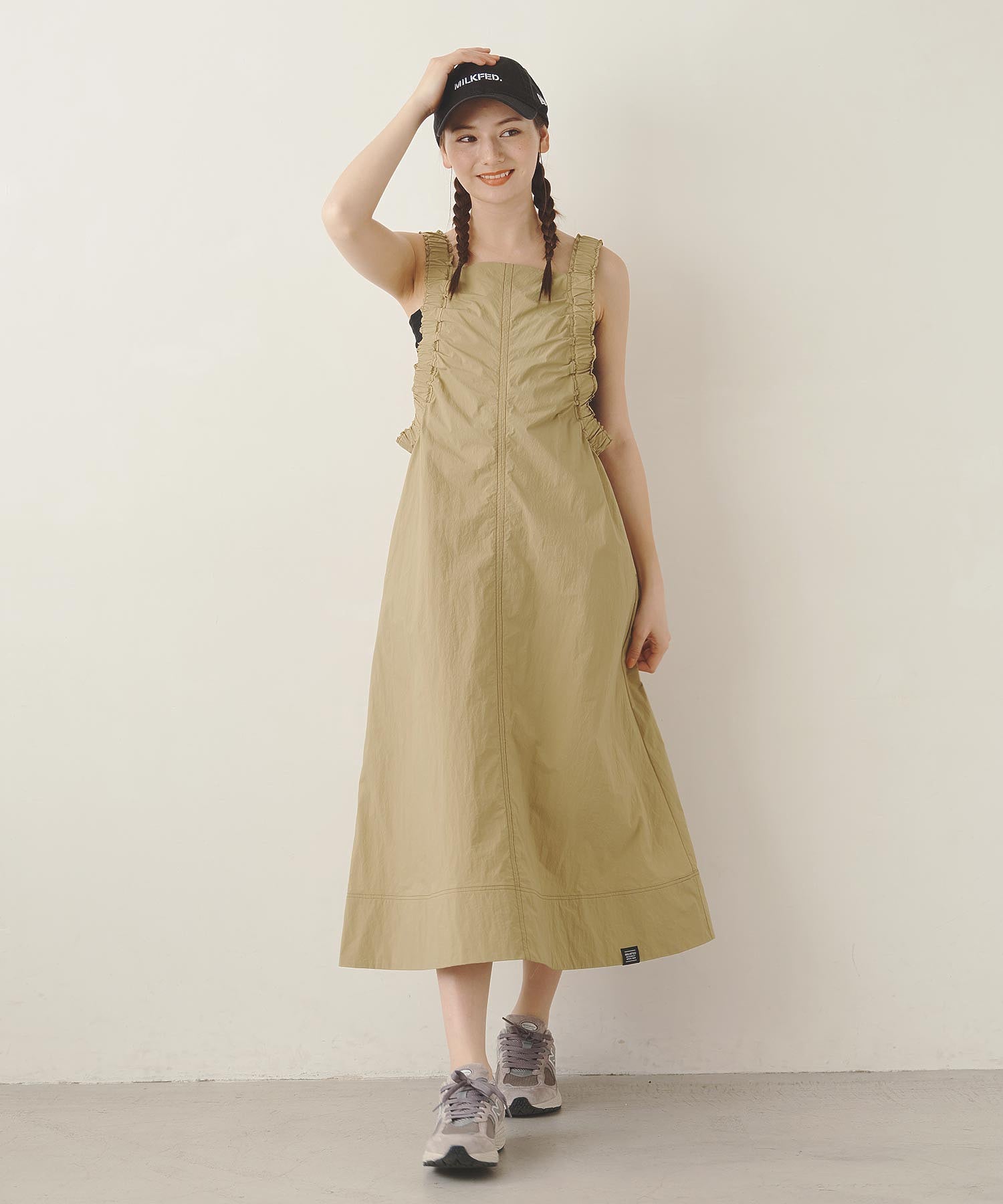 GATHERED SHOULDER DRESS