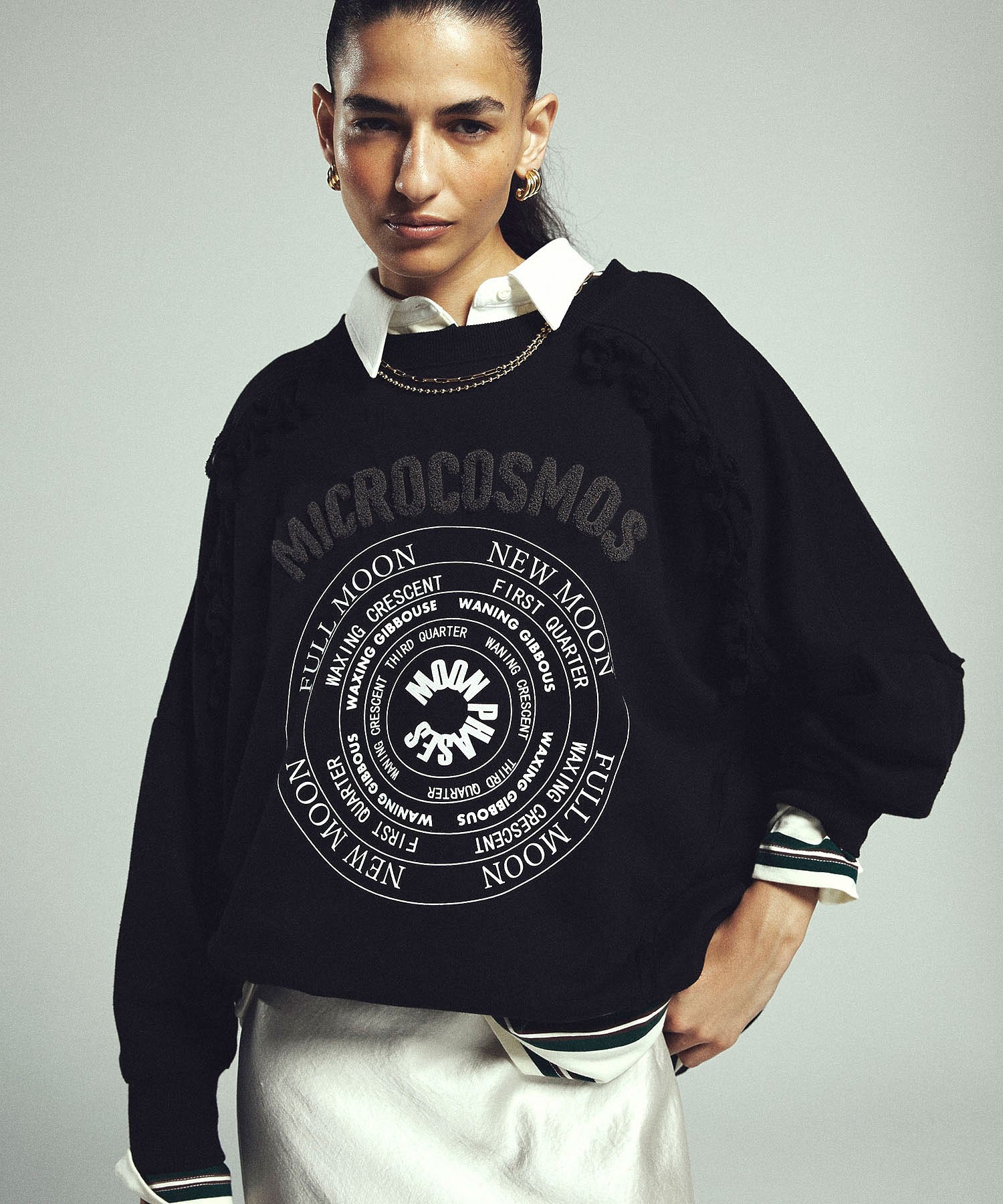 GENE HEAVENS/EMBROIDERY PRINT FRINGE SWEAT