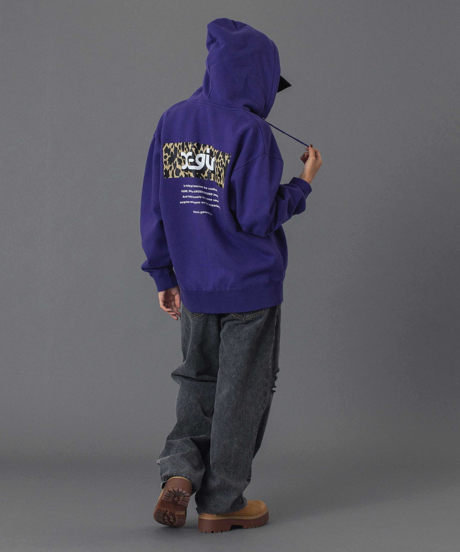 LEOPARD BOX ZIP UP SWEAT HOODIE