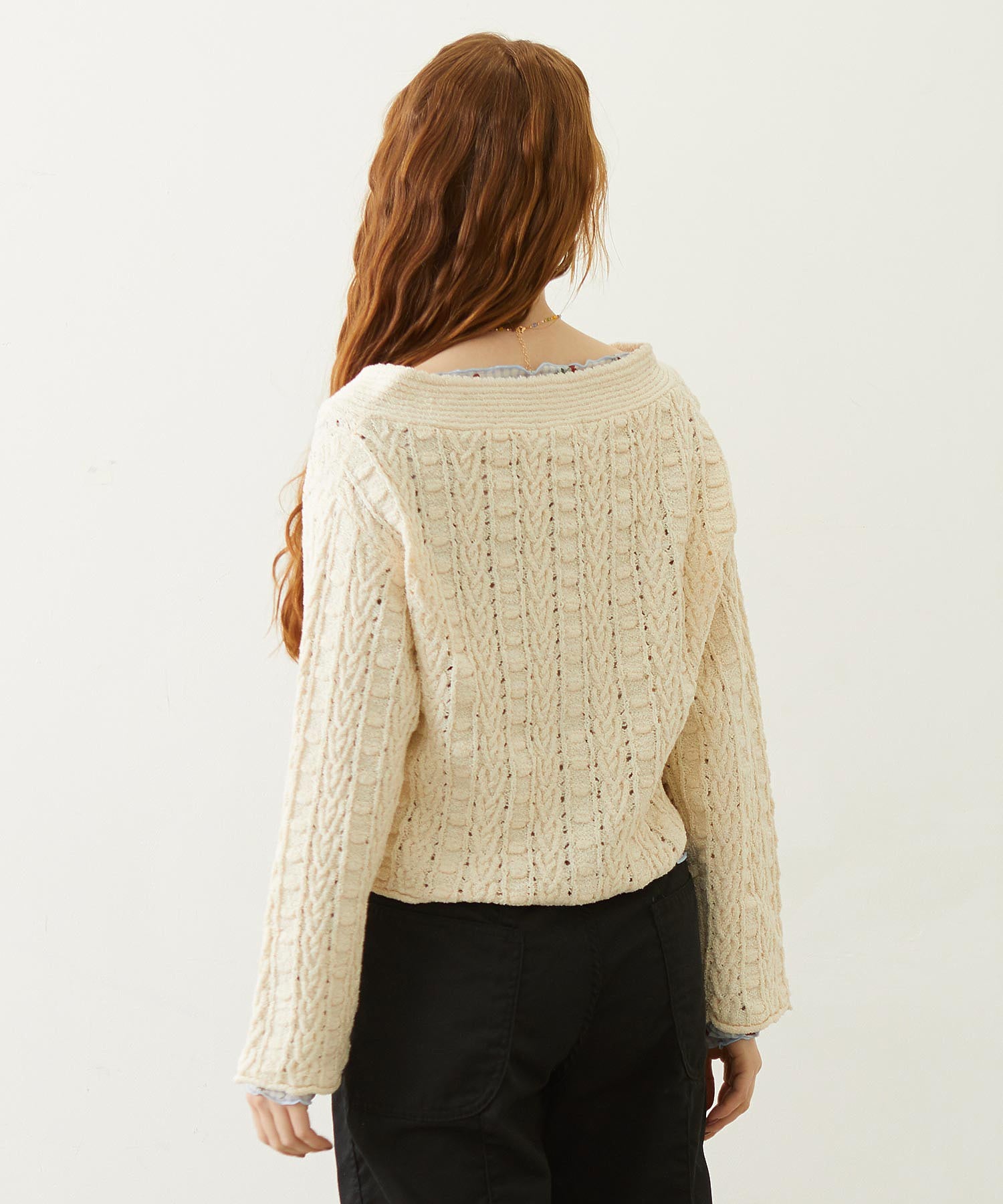 OPENWORK CABLE KNIT CARDIGAN