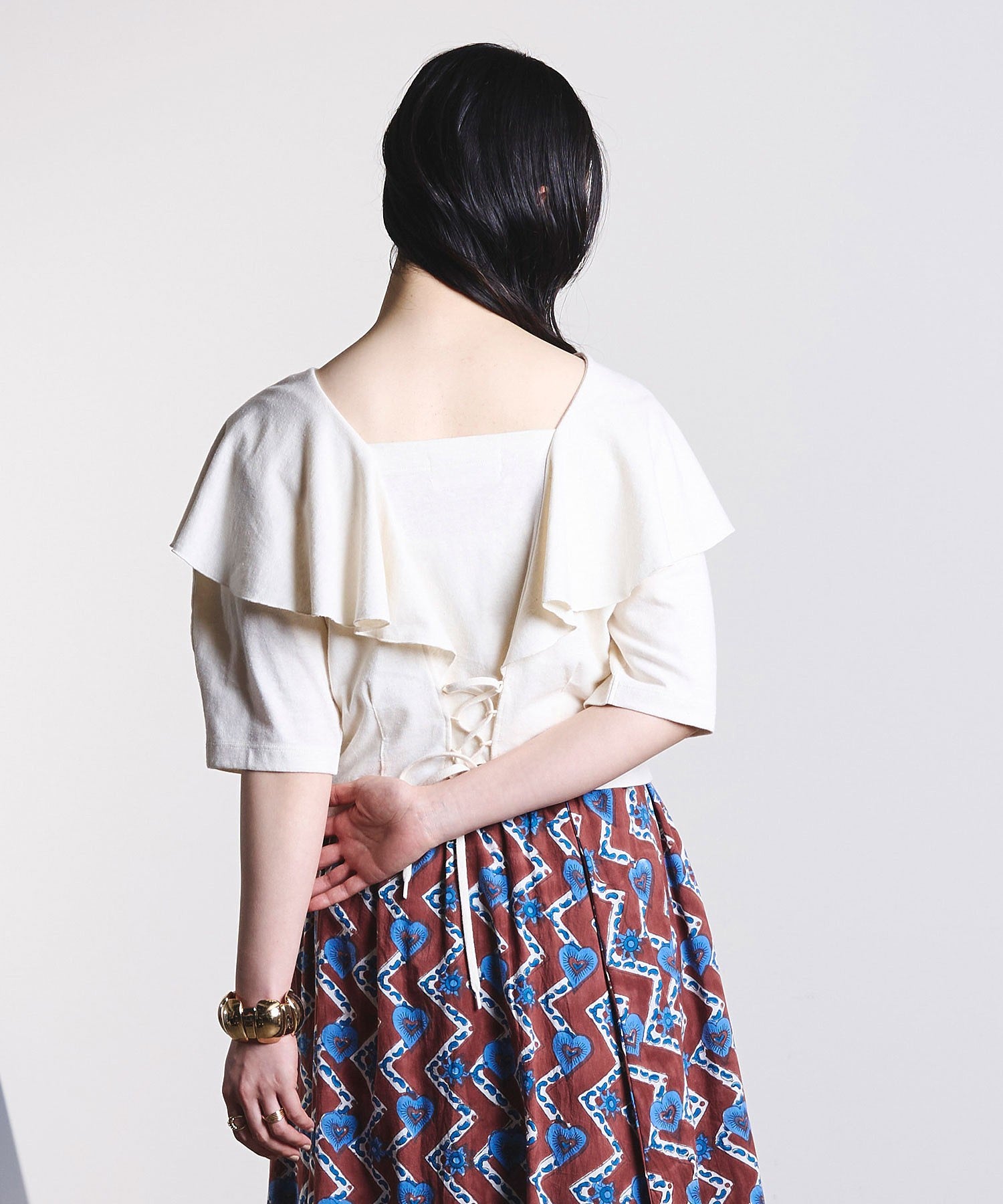 mici/RAFFLE LACE UP TOP