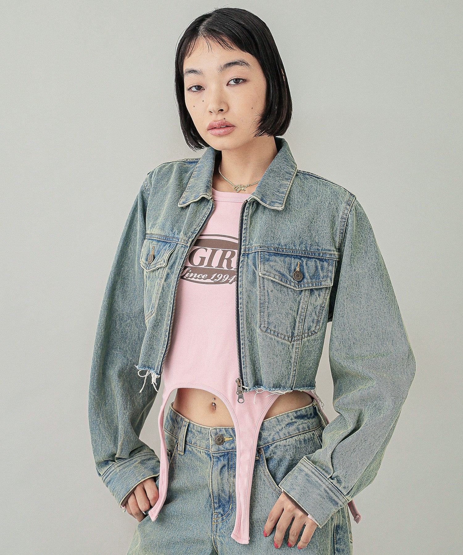 OVERDYED ZIP UP DENIM JACKET