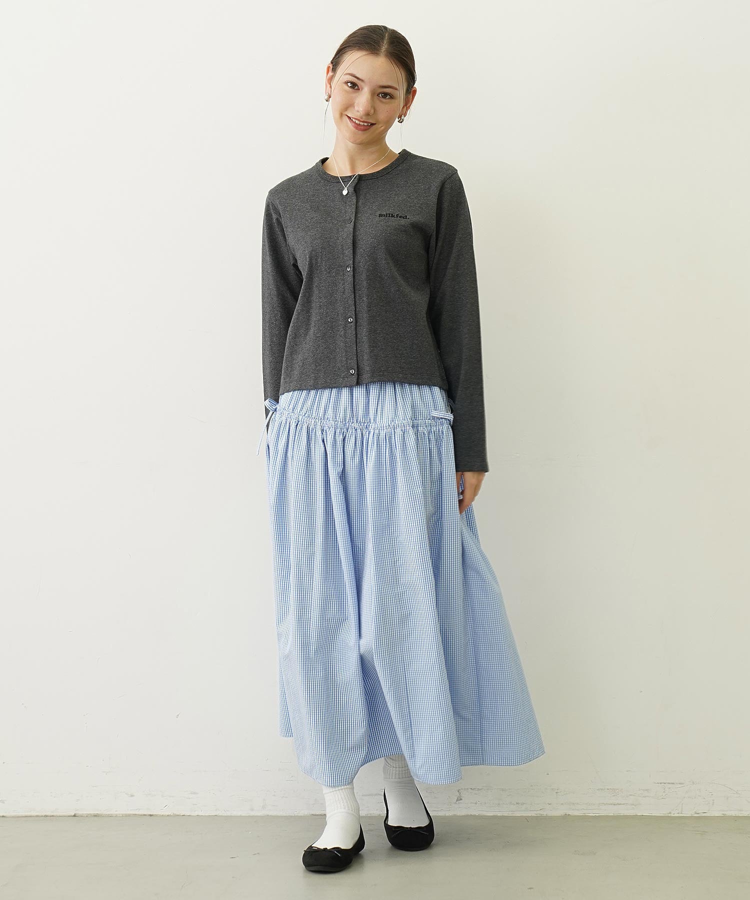 GINGHAM CHECK VOLUME SKIRT