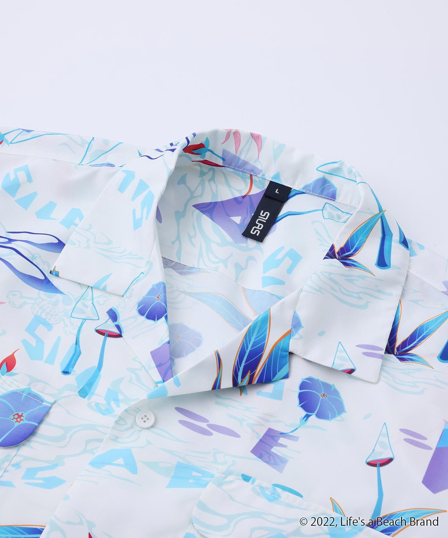 SILASxLIFE'S A BEACH MUSHROOM PATTERN OPEN COLLAR S/S SHIRT