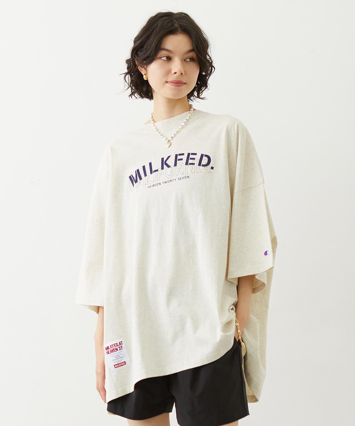 MILKFED.×CHAMPION LAYER LOGO BIG TEE