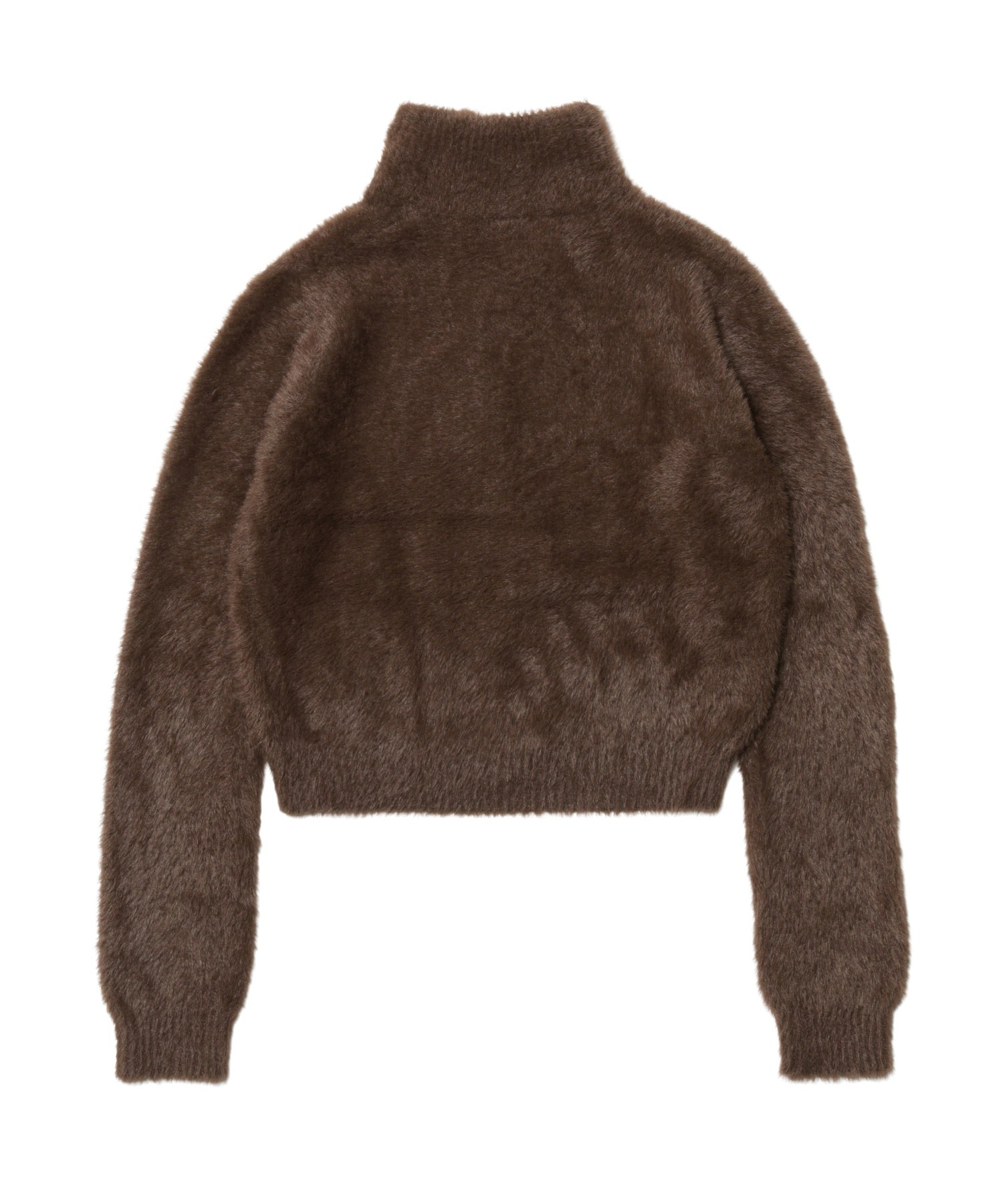 LOGO JACQUARD ZIP UP SHAGGY KNIT TOP