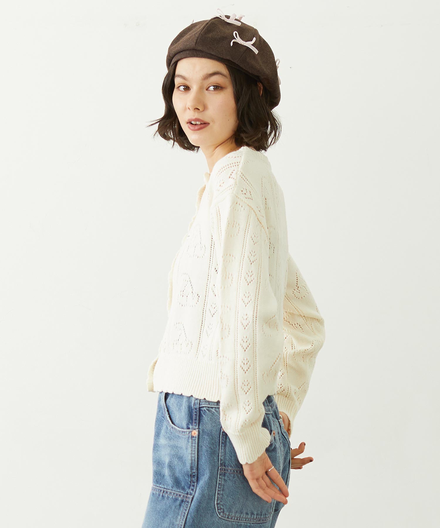 CHERRY OPEN KNIT CARDIGAN