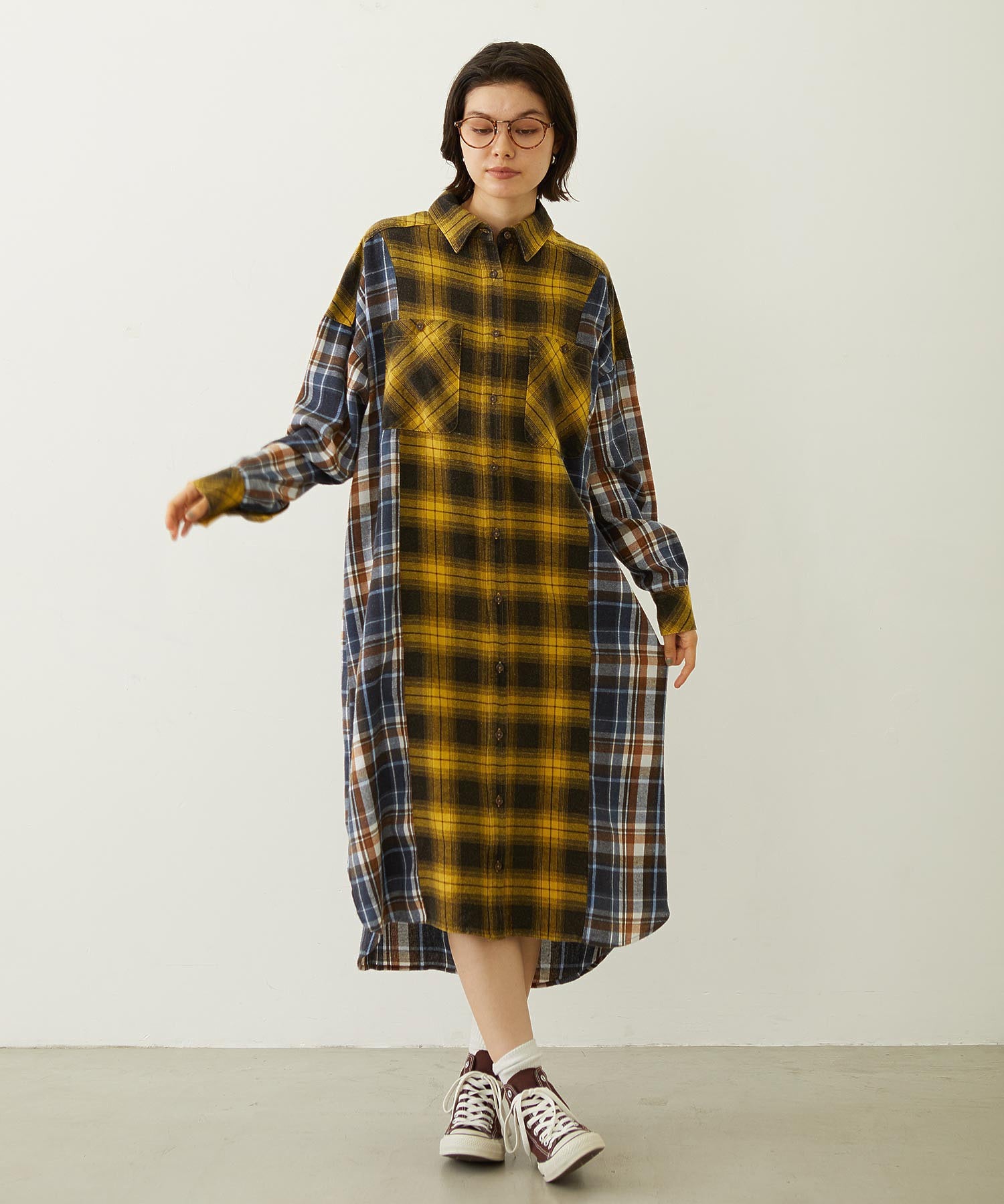 WASHED PANEL SHIRT DRESS