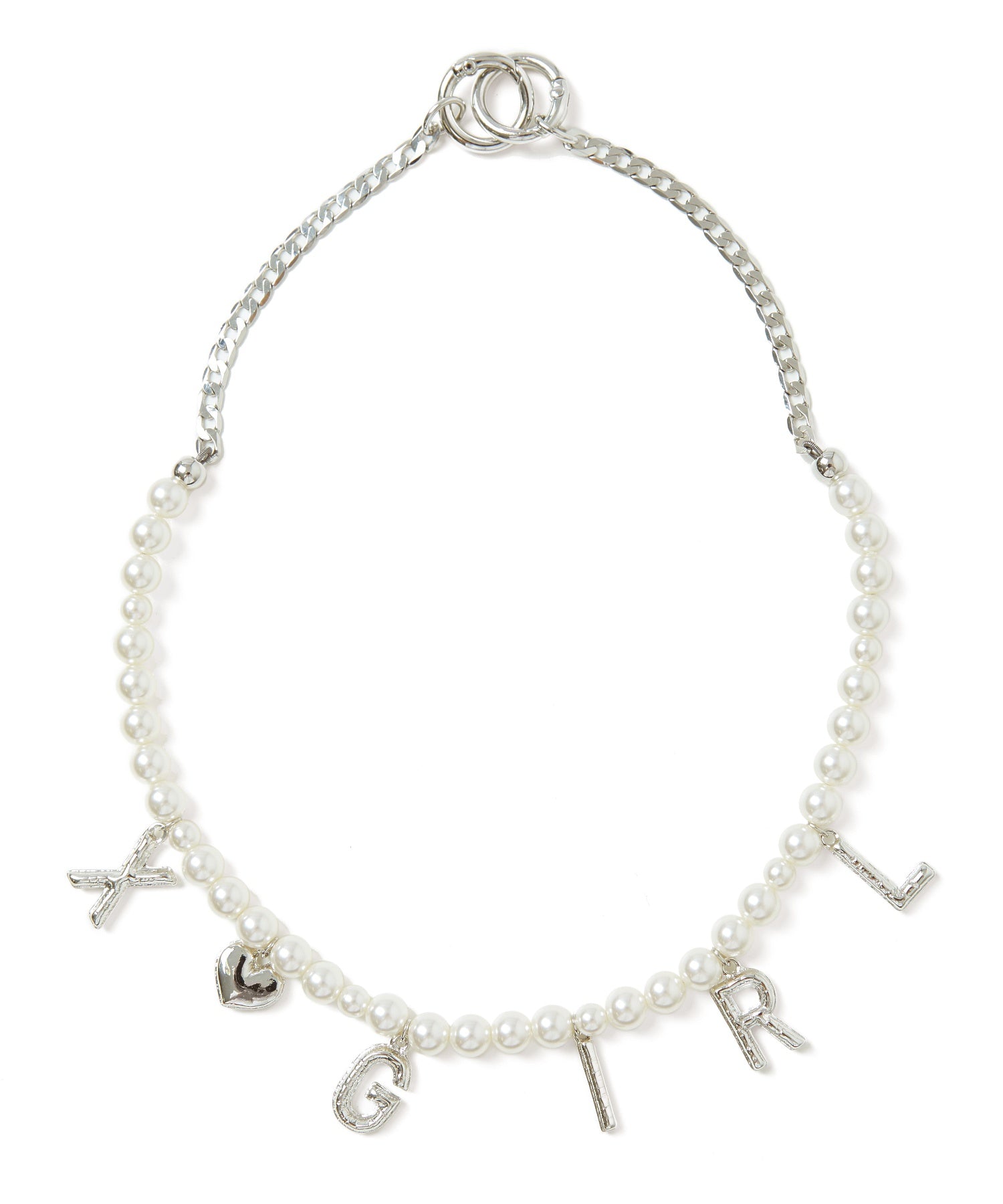 FAUX PEARL LOGO CHARM 2WAY CHAIN NECKLACE