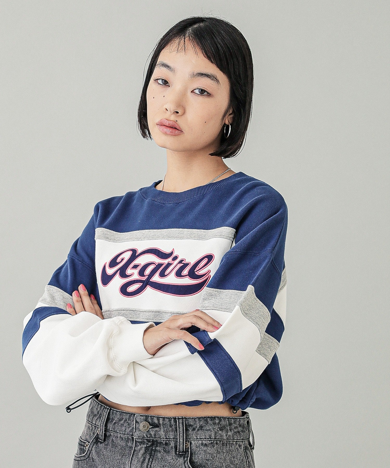 CHEERFUL LOGO CROPPED SWEAT TOP