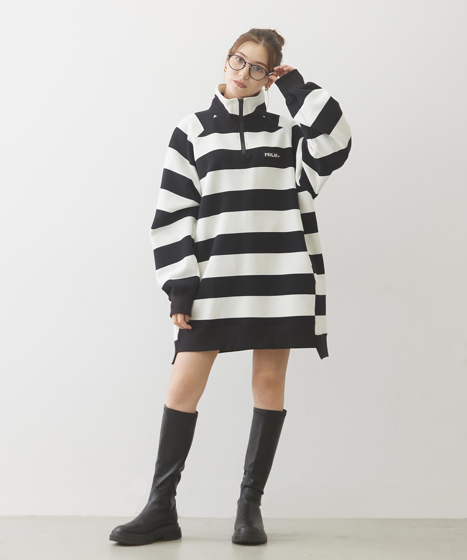 STRIPED TUNIC SWEATSHIRT