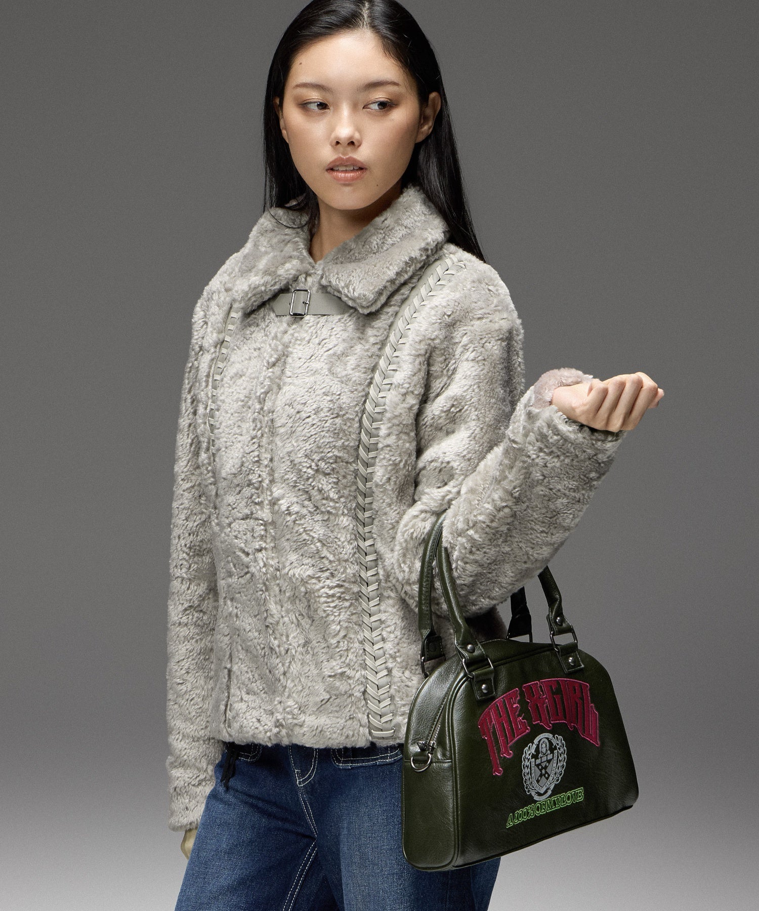 FACE EMBLEM AND LOGO BOSTON BAG