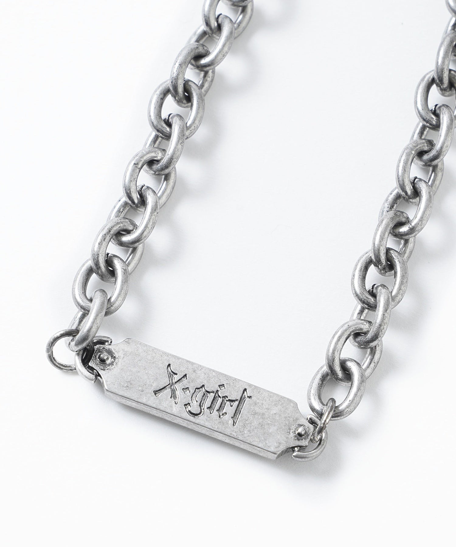 GOTHIC LOGO PLATE NECKLACE X-girl