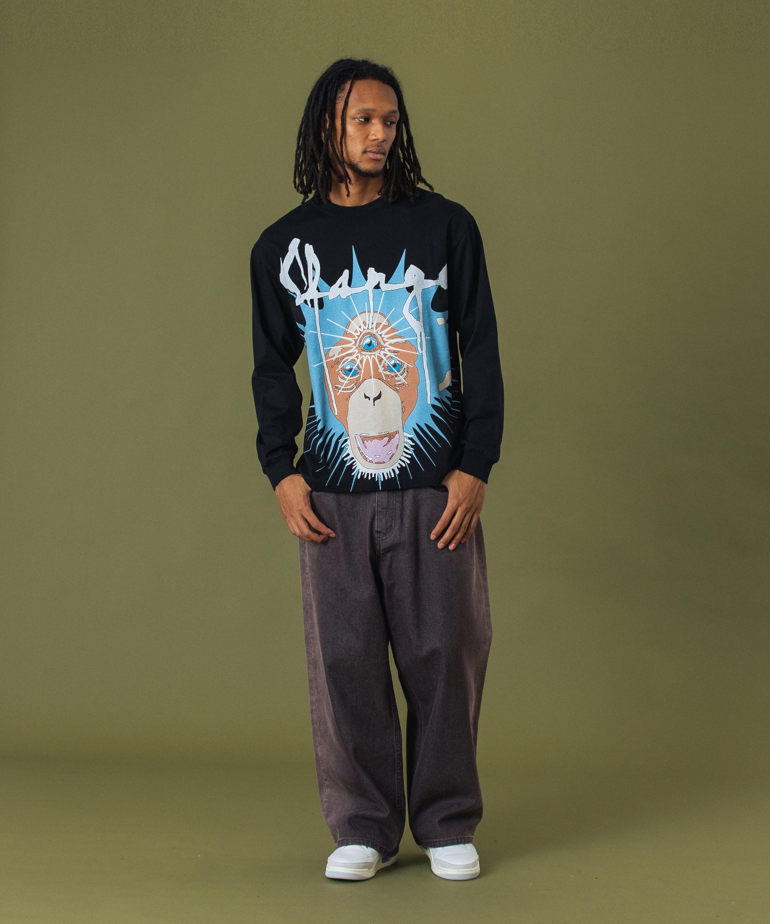 SIDE FADED BAGGY DENIM PANTS