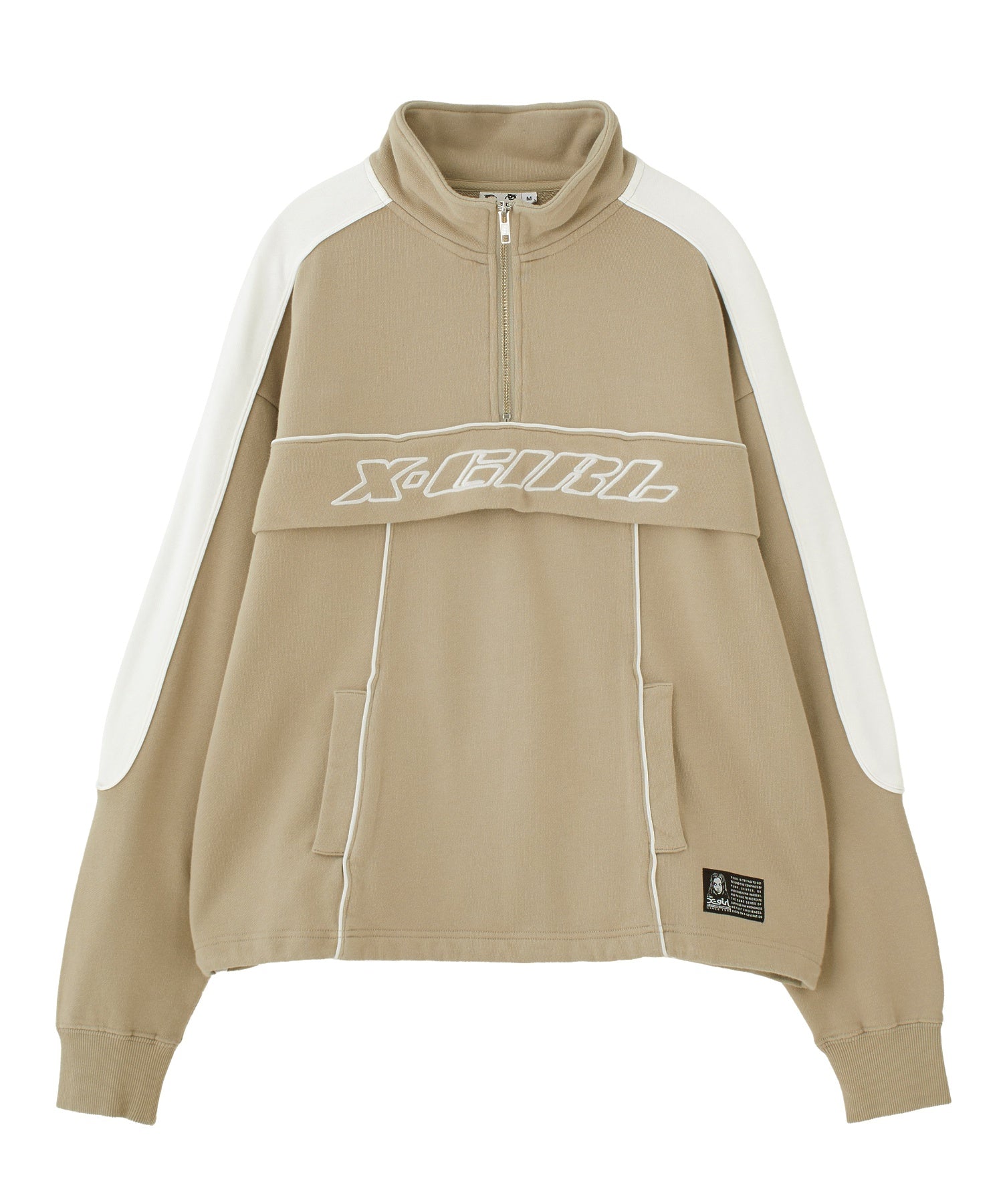 FACE LABEL HALF ZIP SWEAT TOP