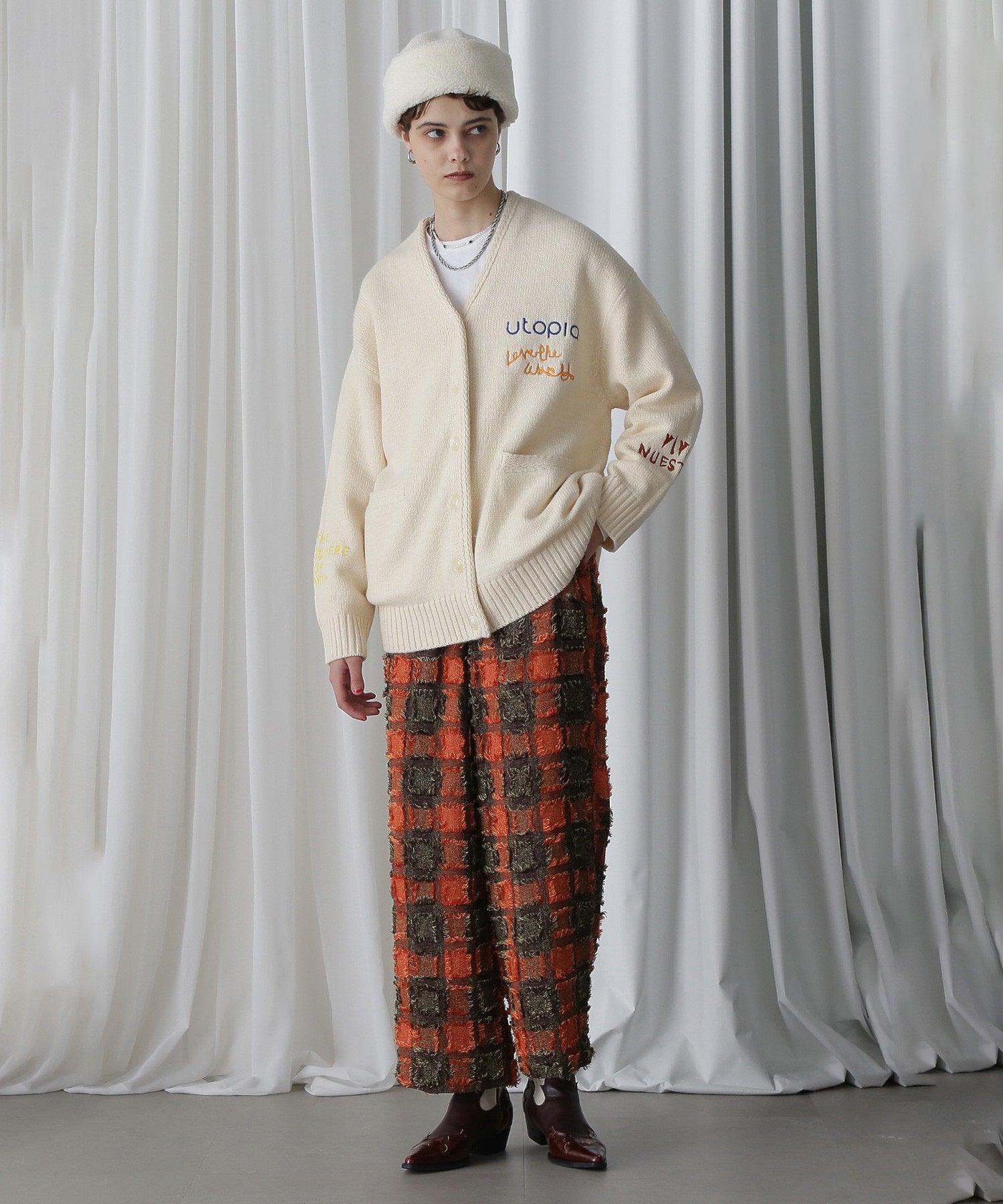 GENE HEAVENS/エンブロイダリー カレッジニットカーディガン