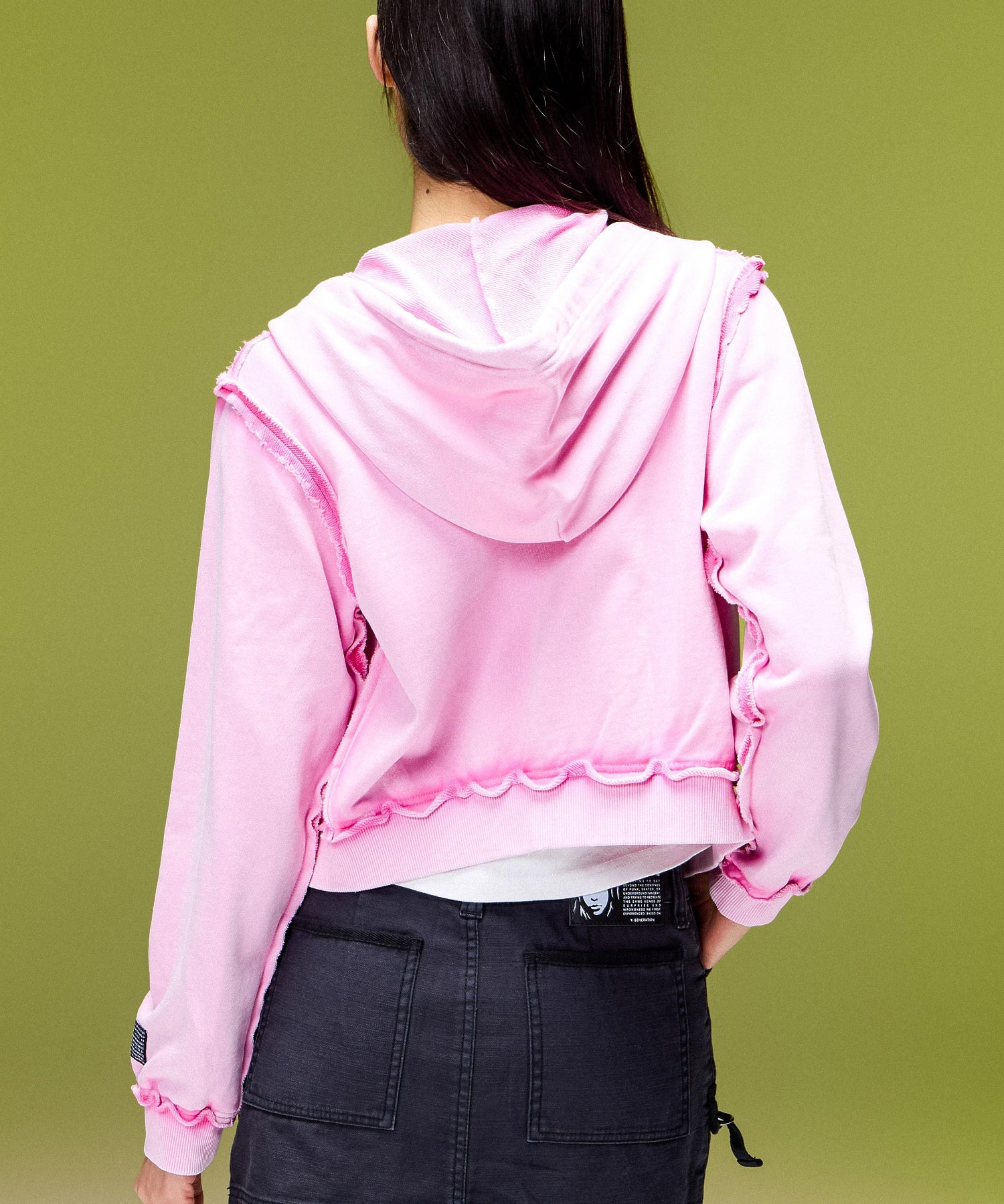 FADED CUT OFF COMPACT ZIP UP SWEWAT HOODIE