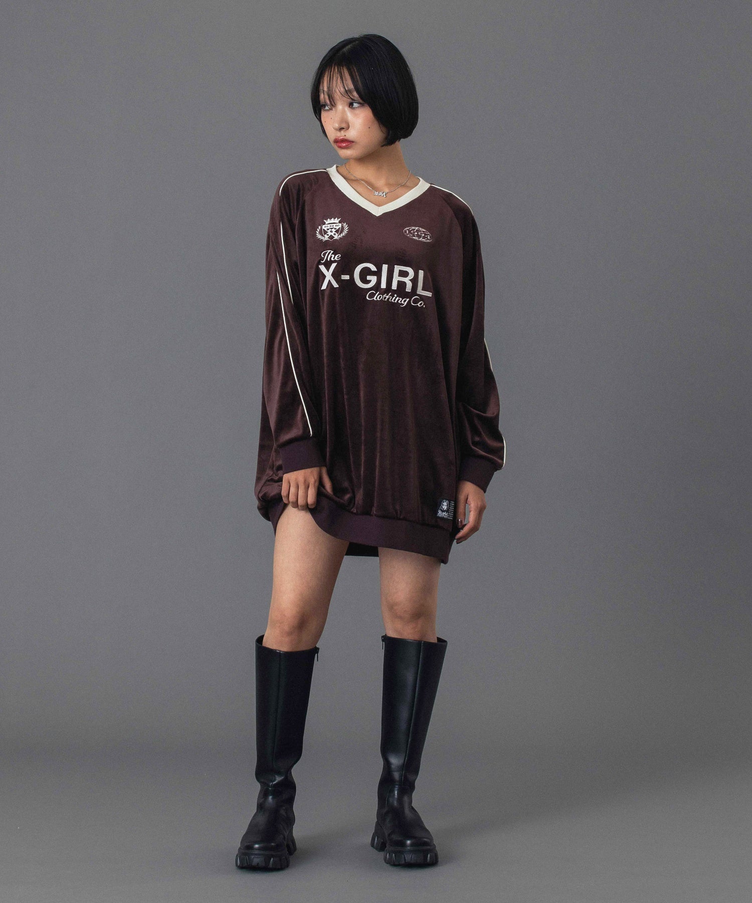 VELOUR GAME SHIRT DRESS