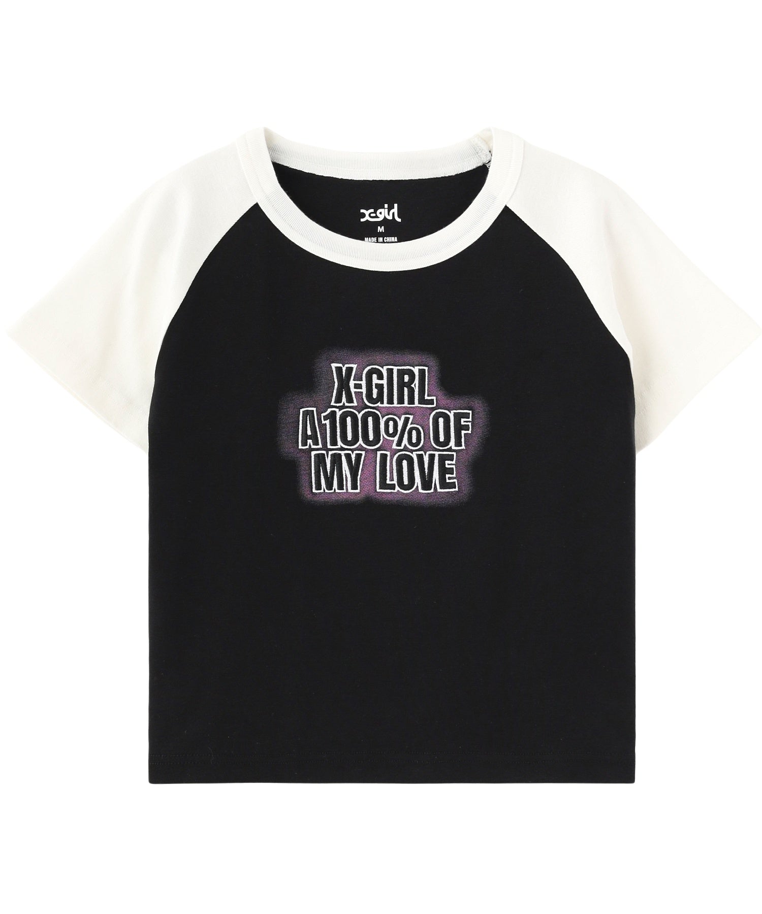 SPRAY AND EMBROIDERY LOGO RAGLAN S/S BABY TEE