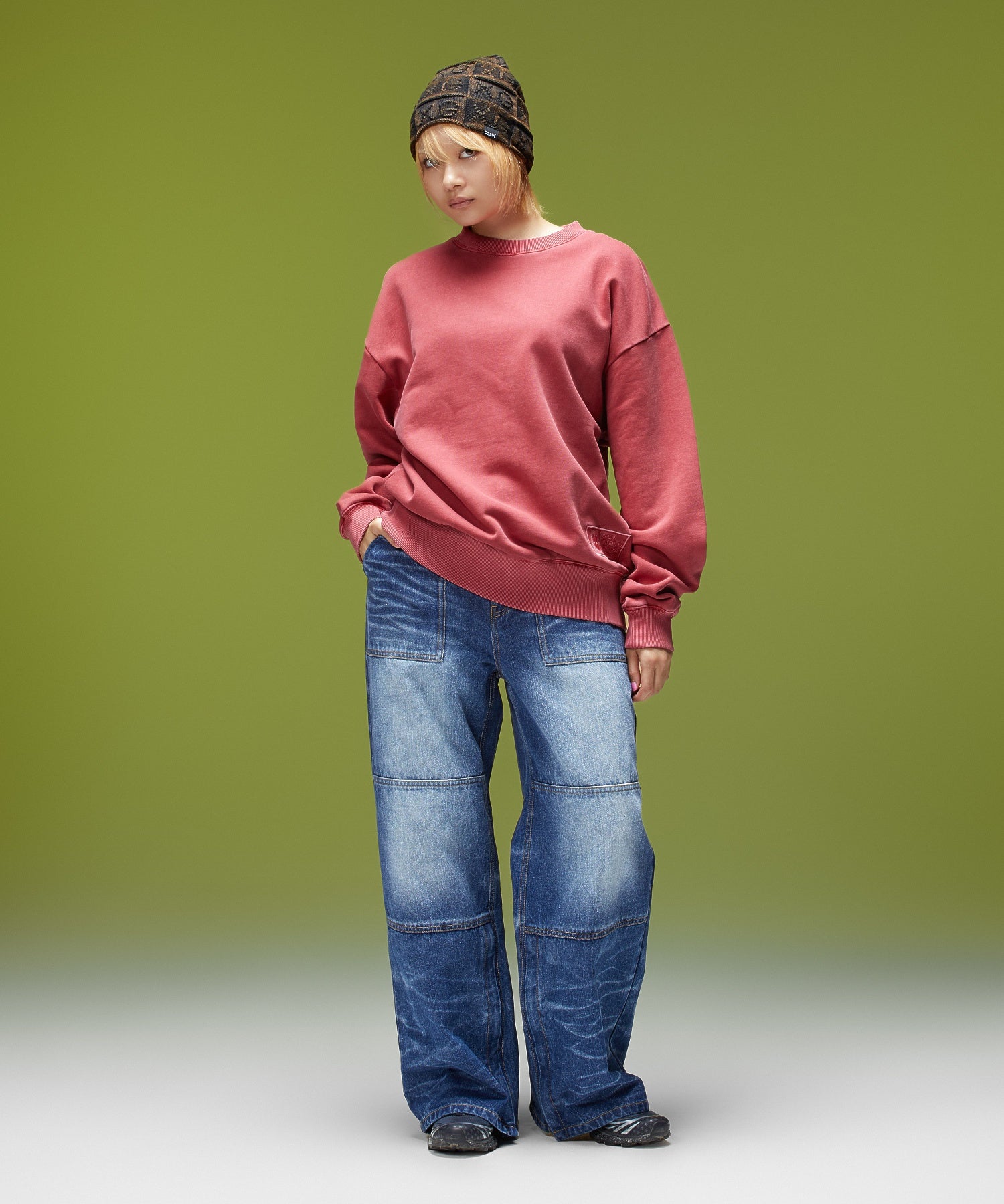 FADED WIDE LEG FLARE DENIM PANTS