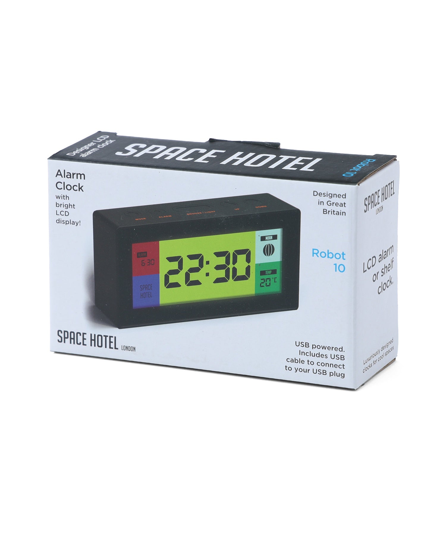 Space Hotel Robot Alarm Clock Black/White