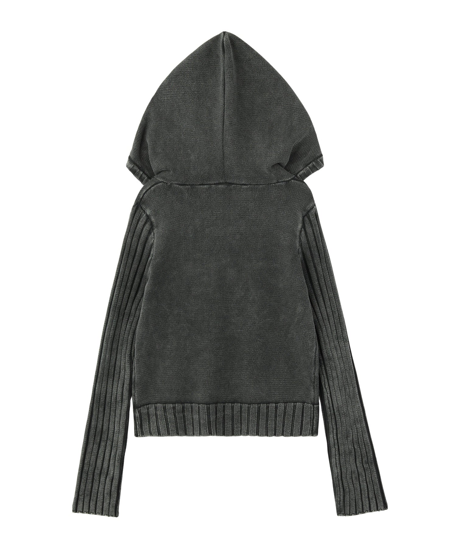 FADED WOVEN MIX KNIT HOODIE
