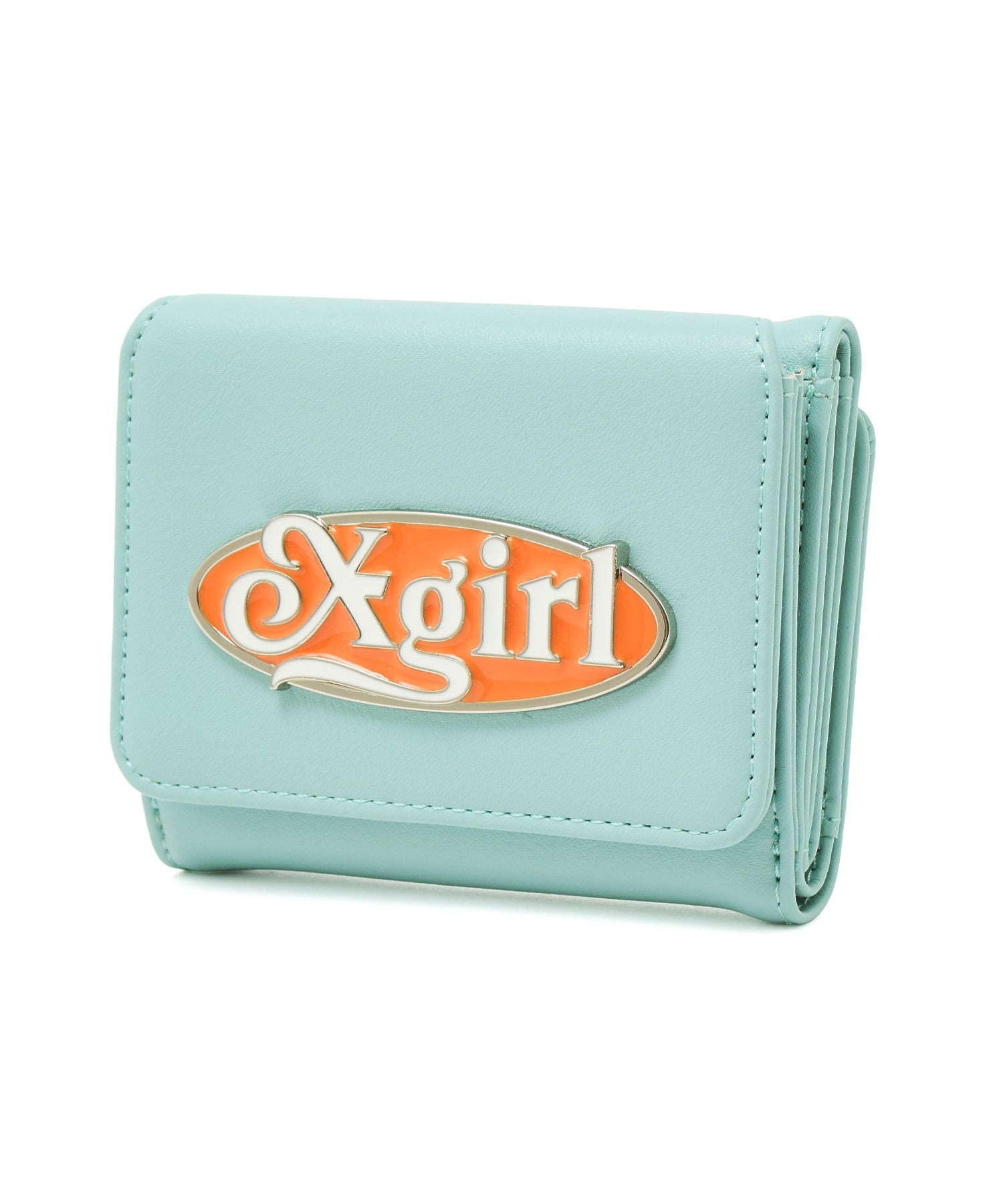 OVAL LOGO CLASP FAUX LEATHER MINI WALLET