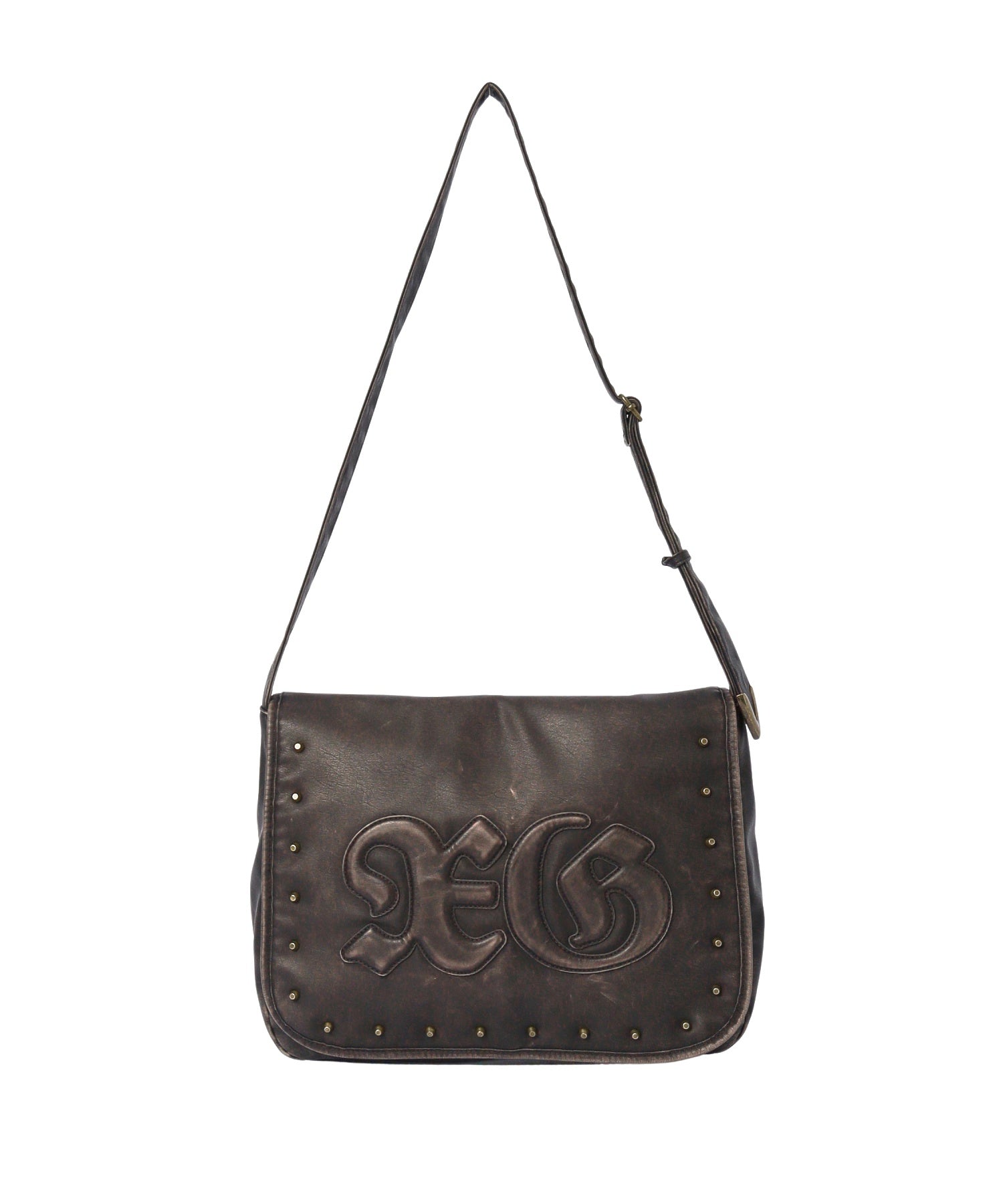 XG LOGO PATCH STUDDED FAUX LEATHER SHOULDER BAG