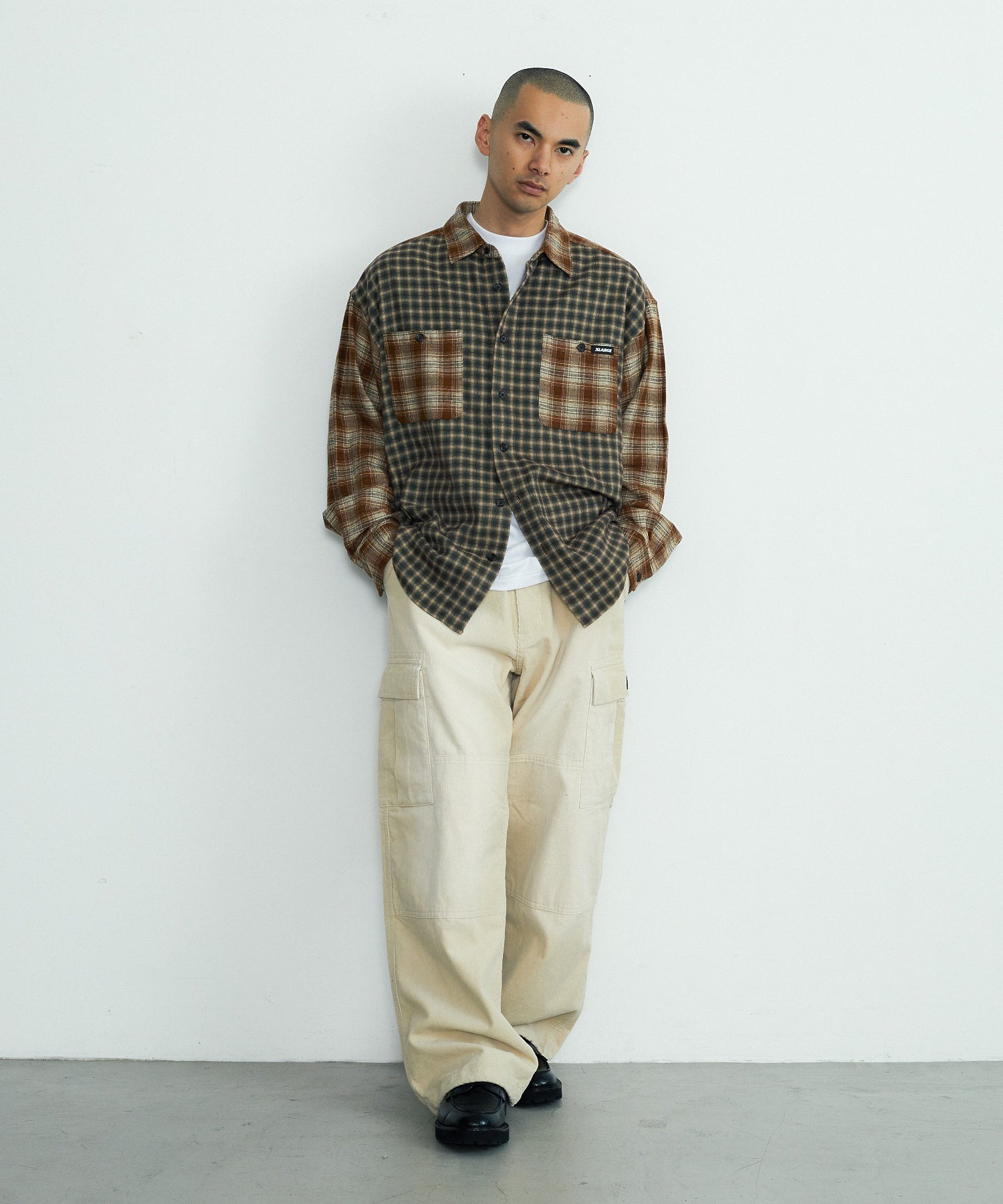 PLAID PANEL L/S SHIRT