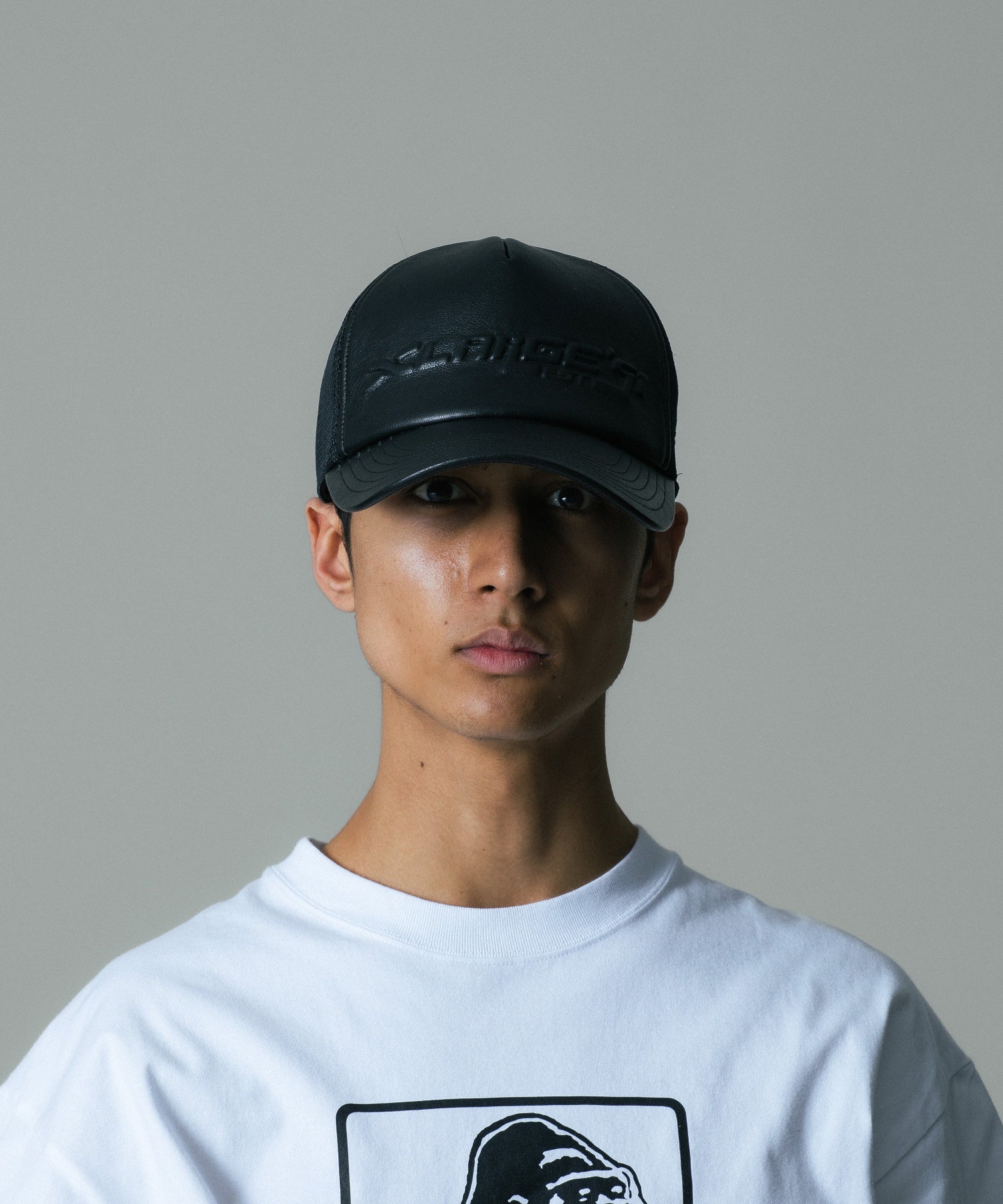 FAUX LEATHER MESH CAP