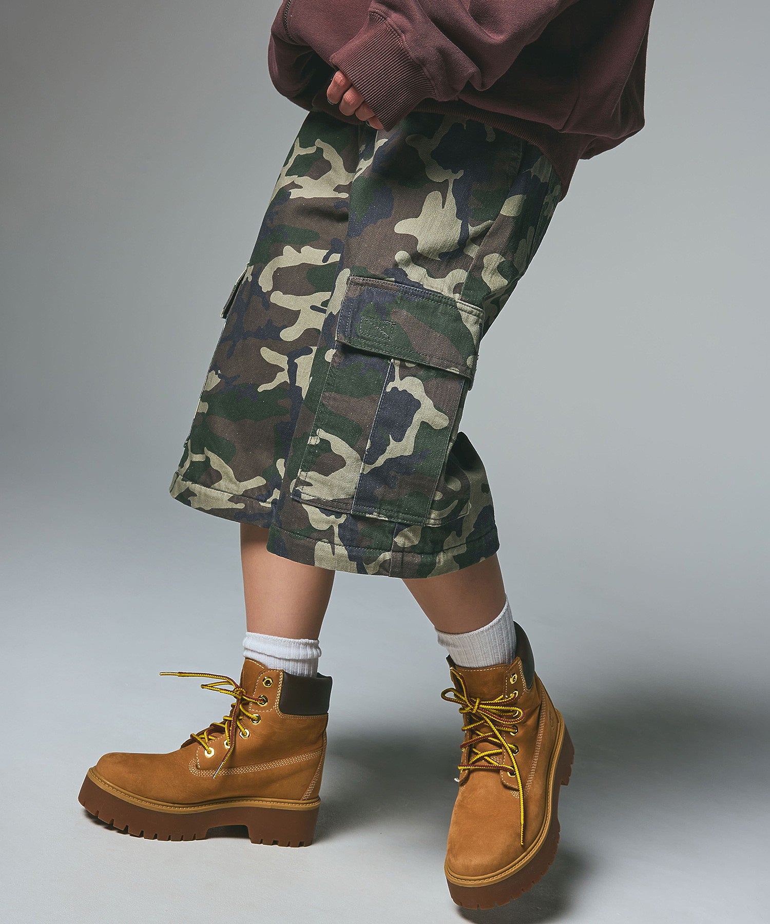 WASHED 2WAY WIDE LEG CARGO PANTS