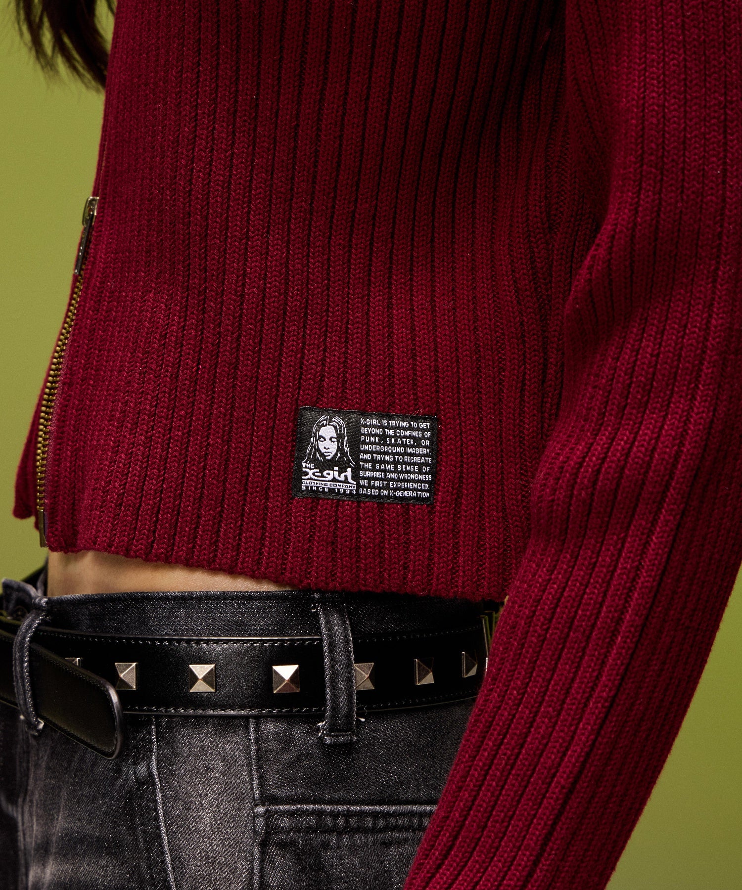 VELOUR AND KNIT ZIP UP TOP