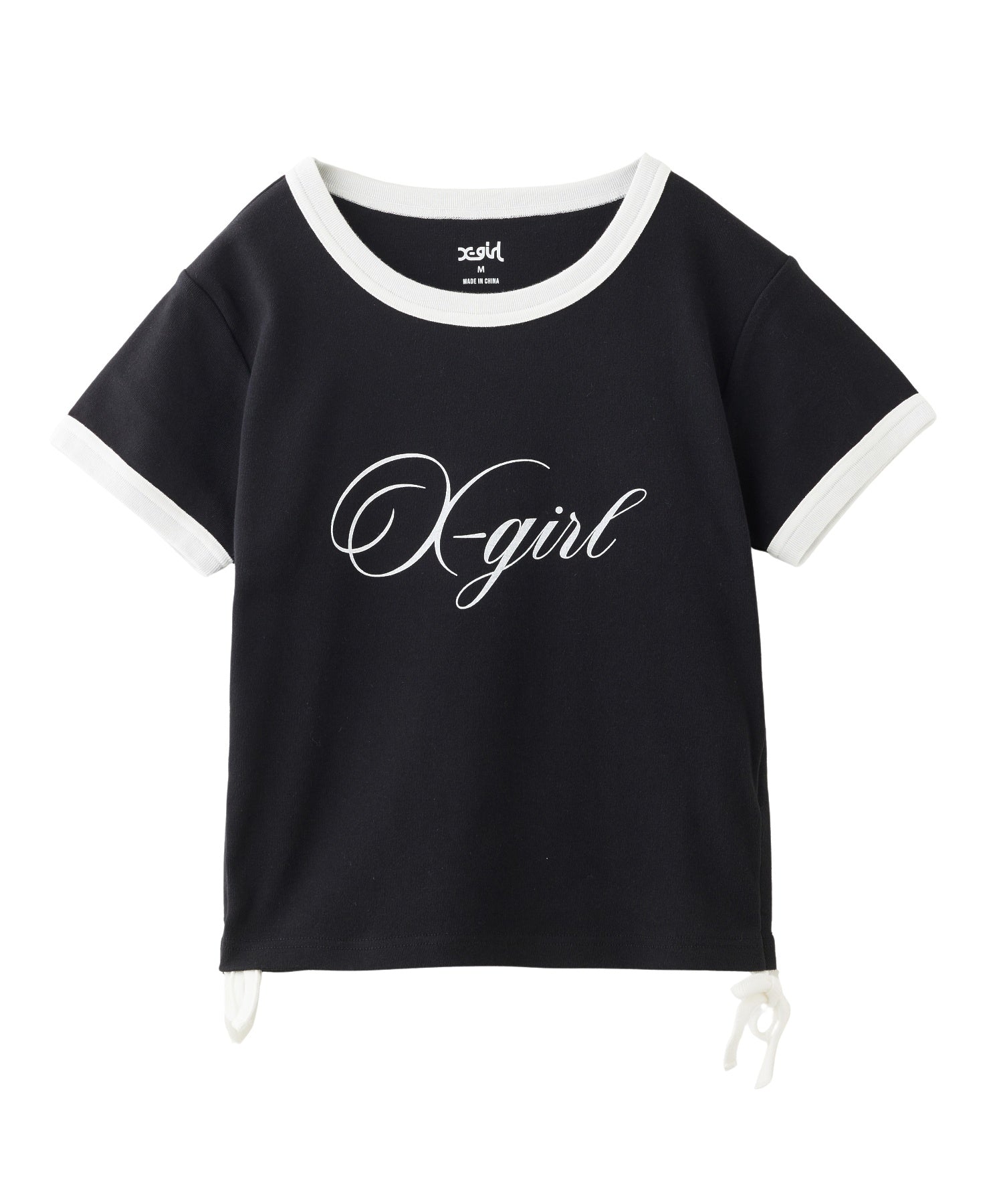 SCRIPT LOGO DRAWSTRING RINGER BABY TEE