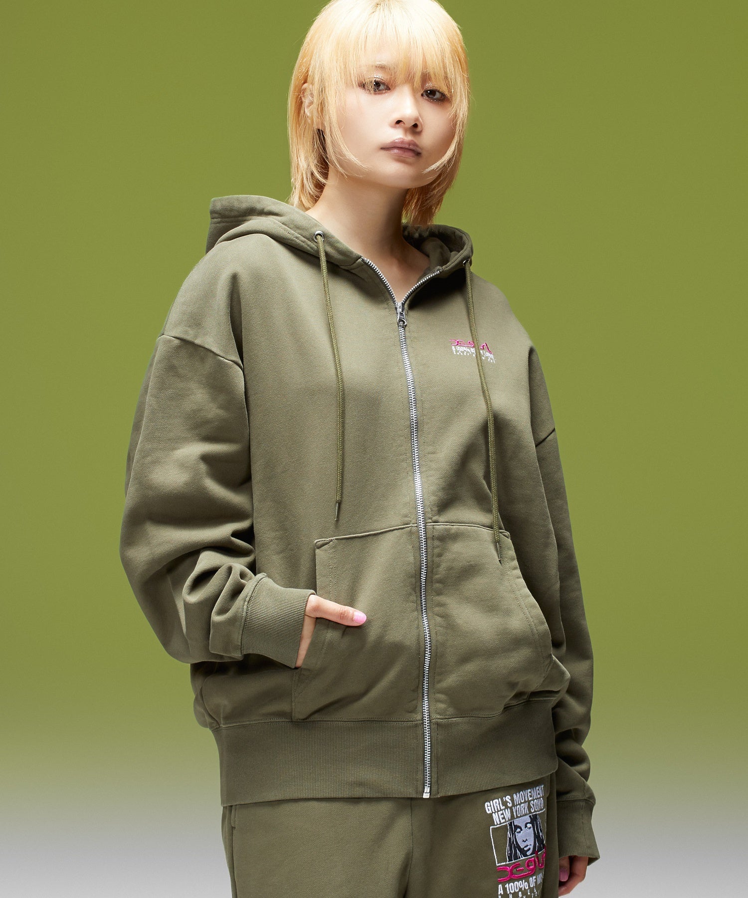 FACE BOX AND MESSAGE ZIP UP SWEAT HOODIE