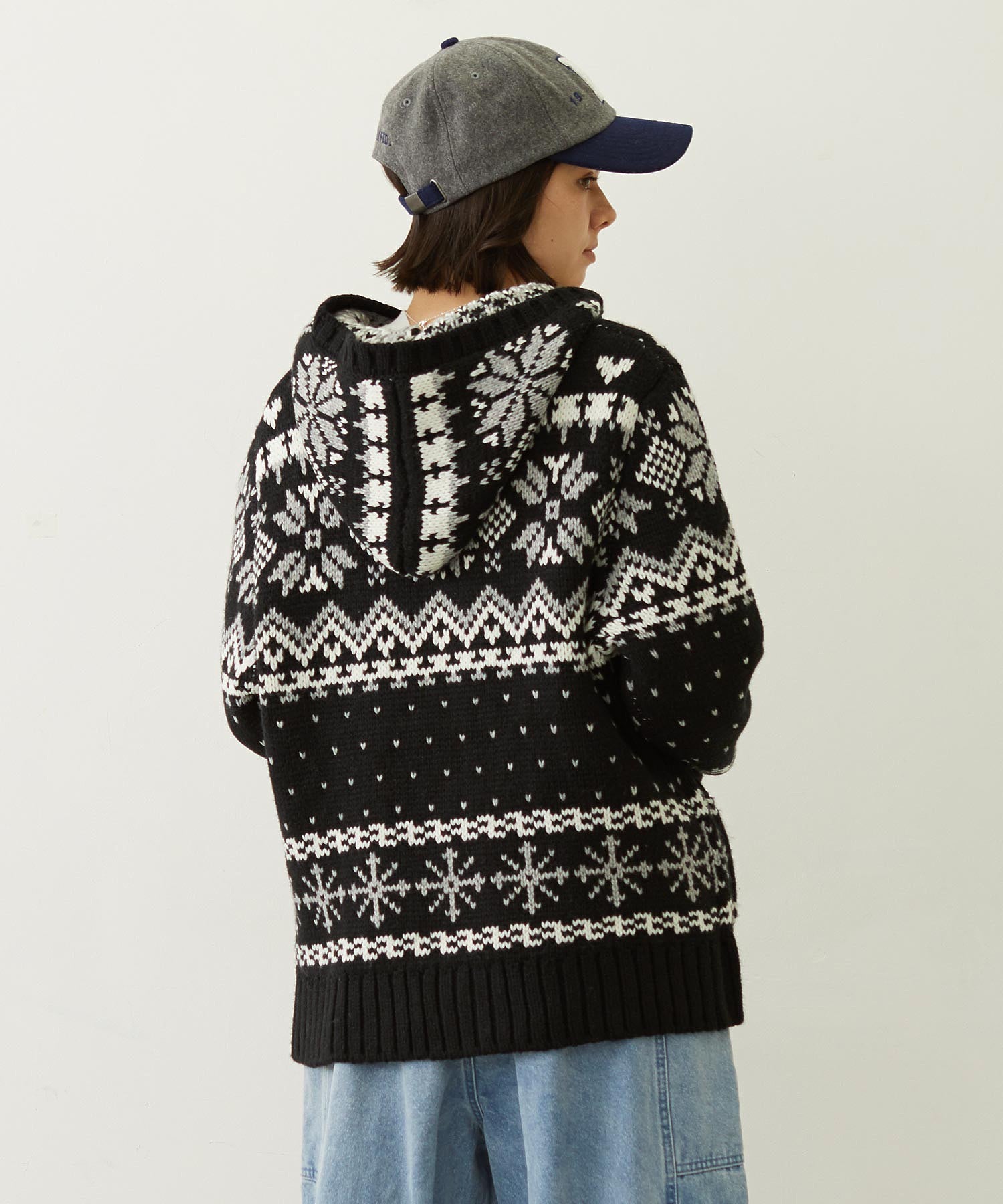 SNOW PATTERN COWICHAN KNIT JACKET