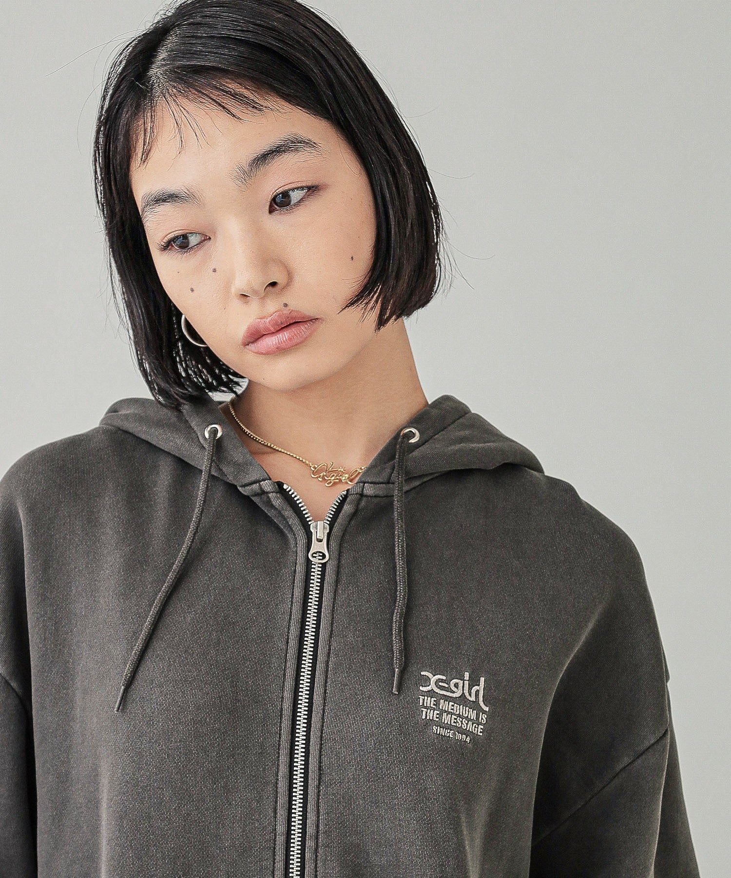 MESSAGE AND FACE FADED ZIP UP SWEAT HOODIE