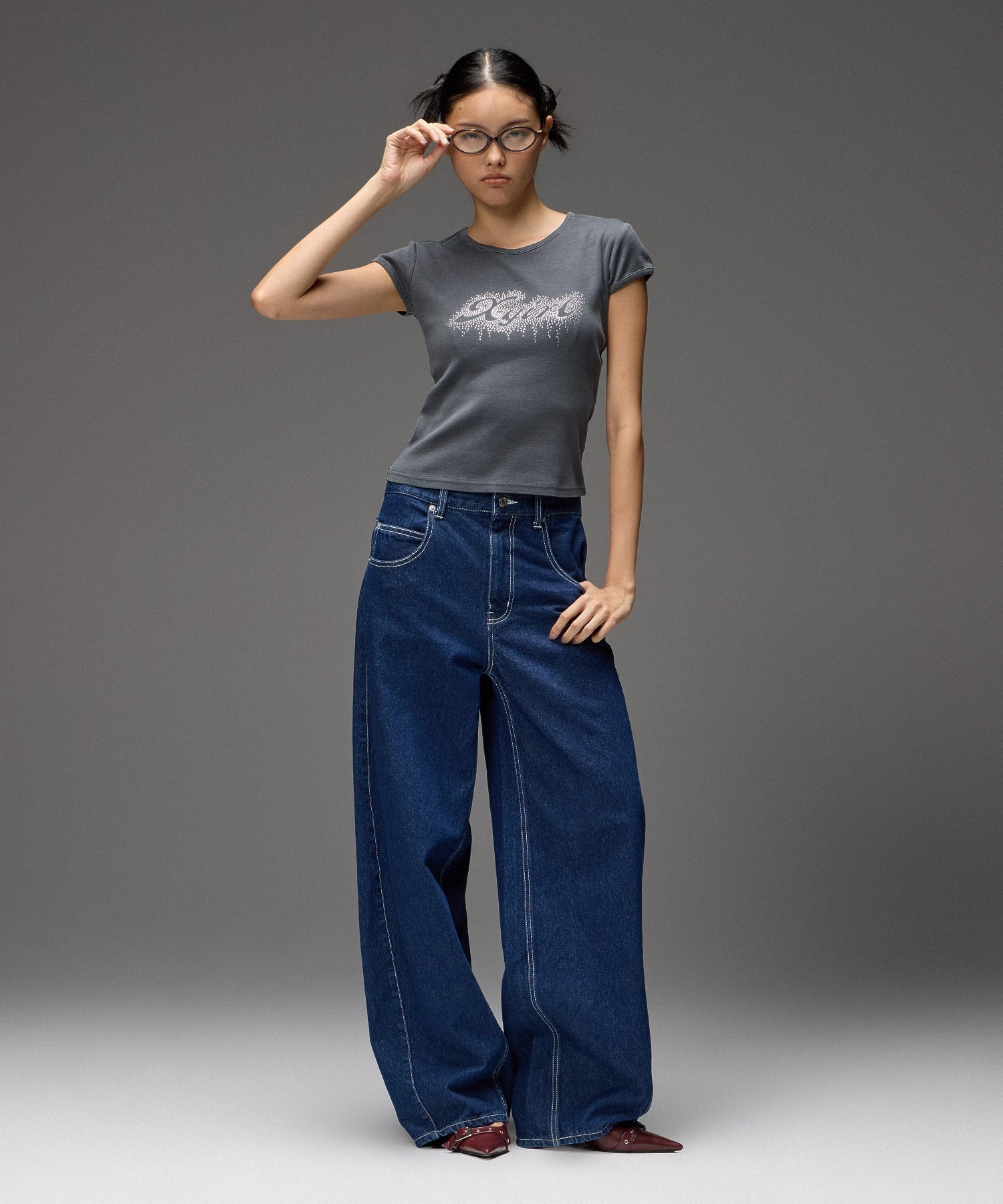 FADED DROP RHINESTONE LOGO S/S BABY TEE