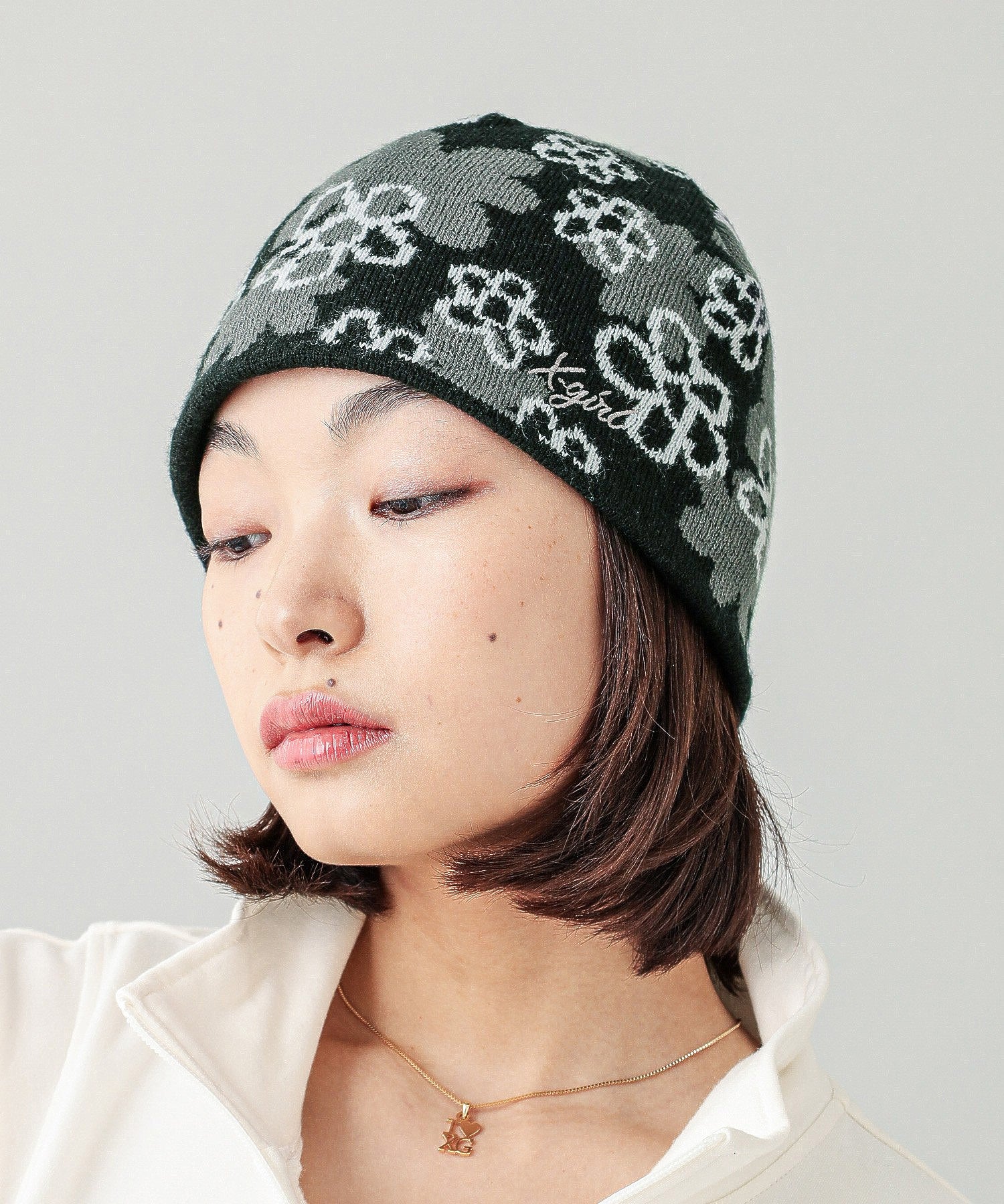 PIXEL FLOWER JACQUARD BEANIE